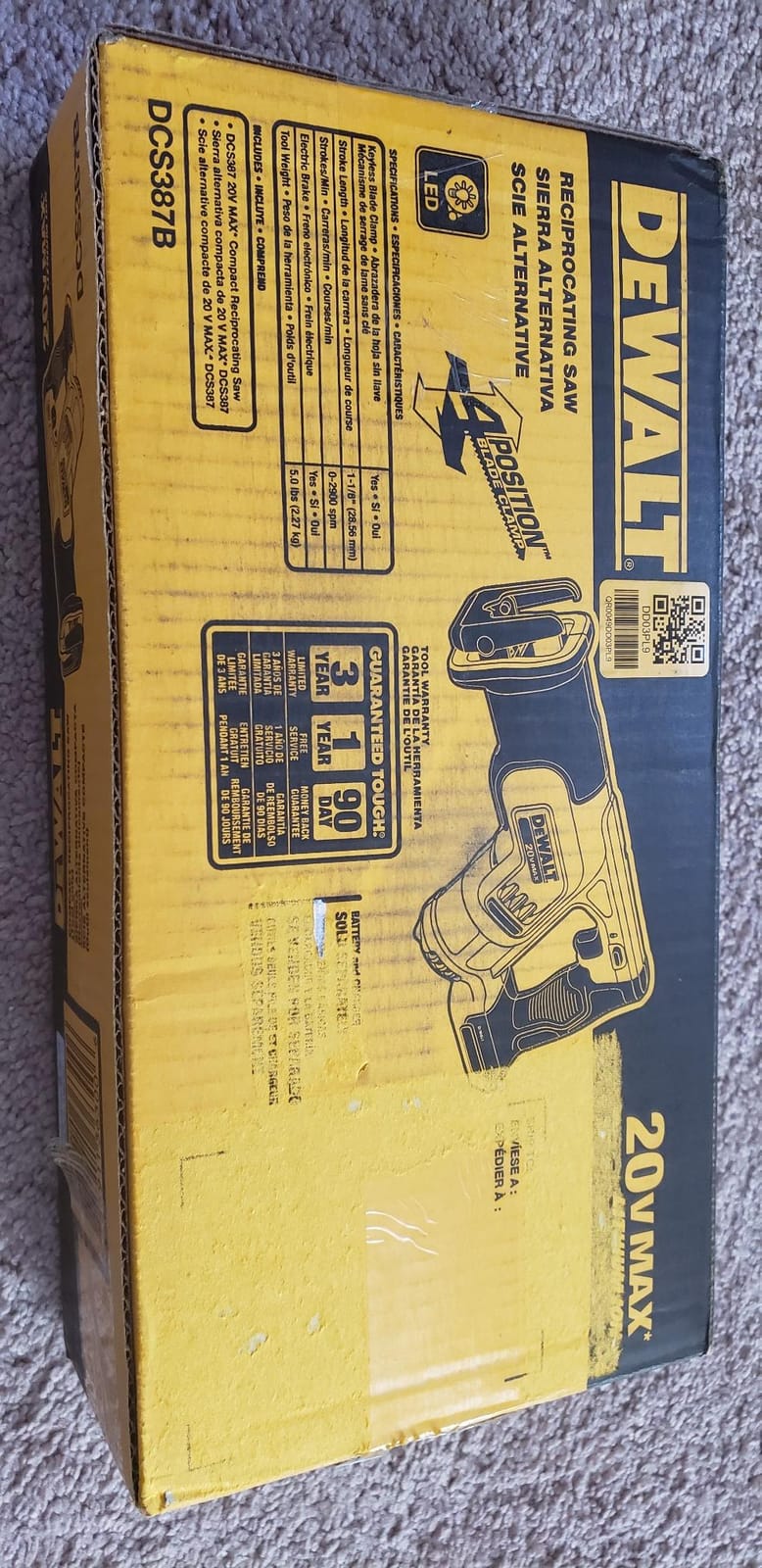 DEWALT 20V MAX Cordless Reciprocating Saw, Compact, Variable Speed, LED Light, Bare Tool Only (DCS387B) customer photo 1