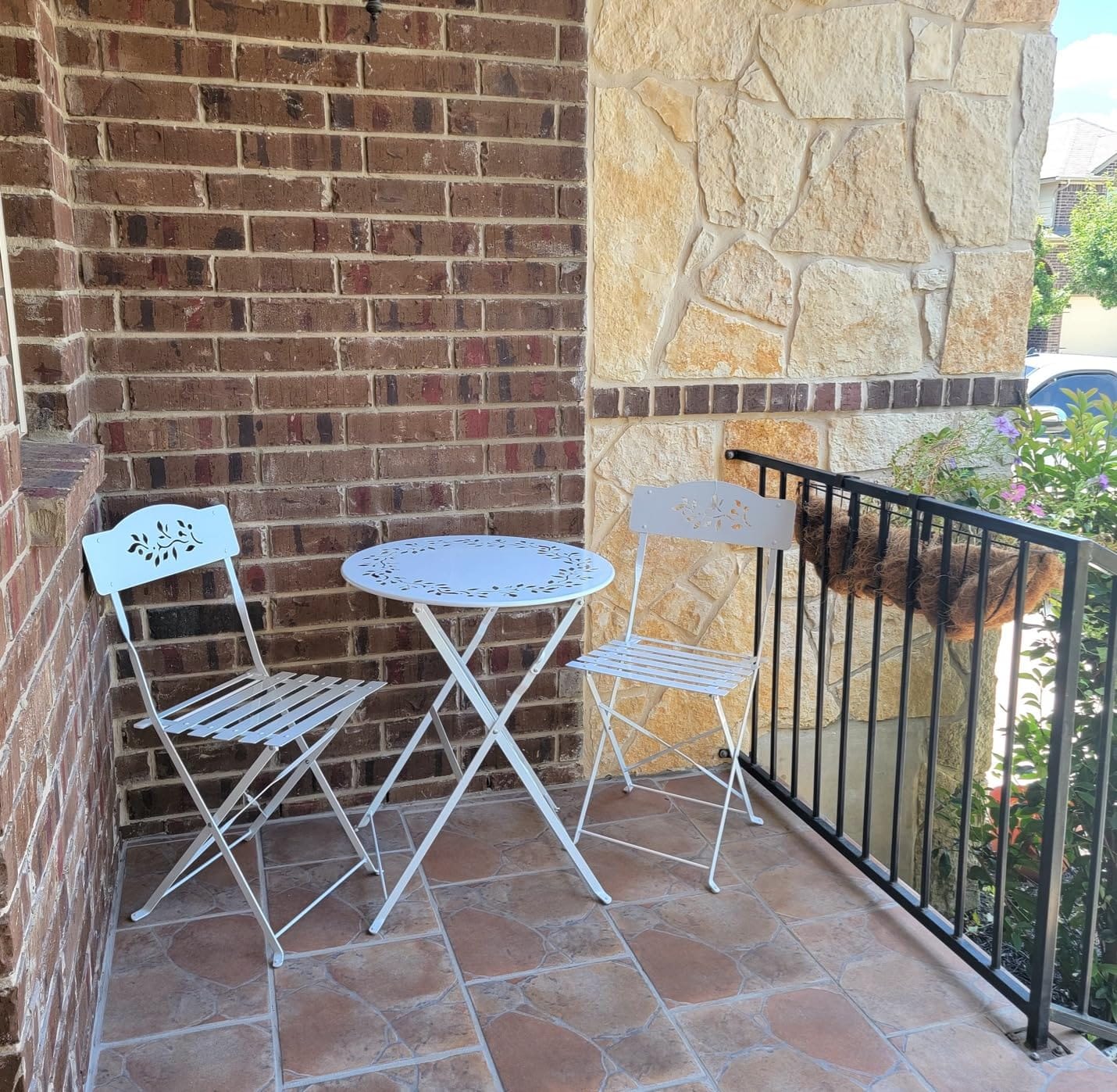 Alpine Corporation 3-Piece Bistro Set with Folding Table and 2 Chairs, Durable Steel Indoor/Outdoor Patio Furniture, Compact Seating, Blue customer photo 2