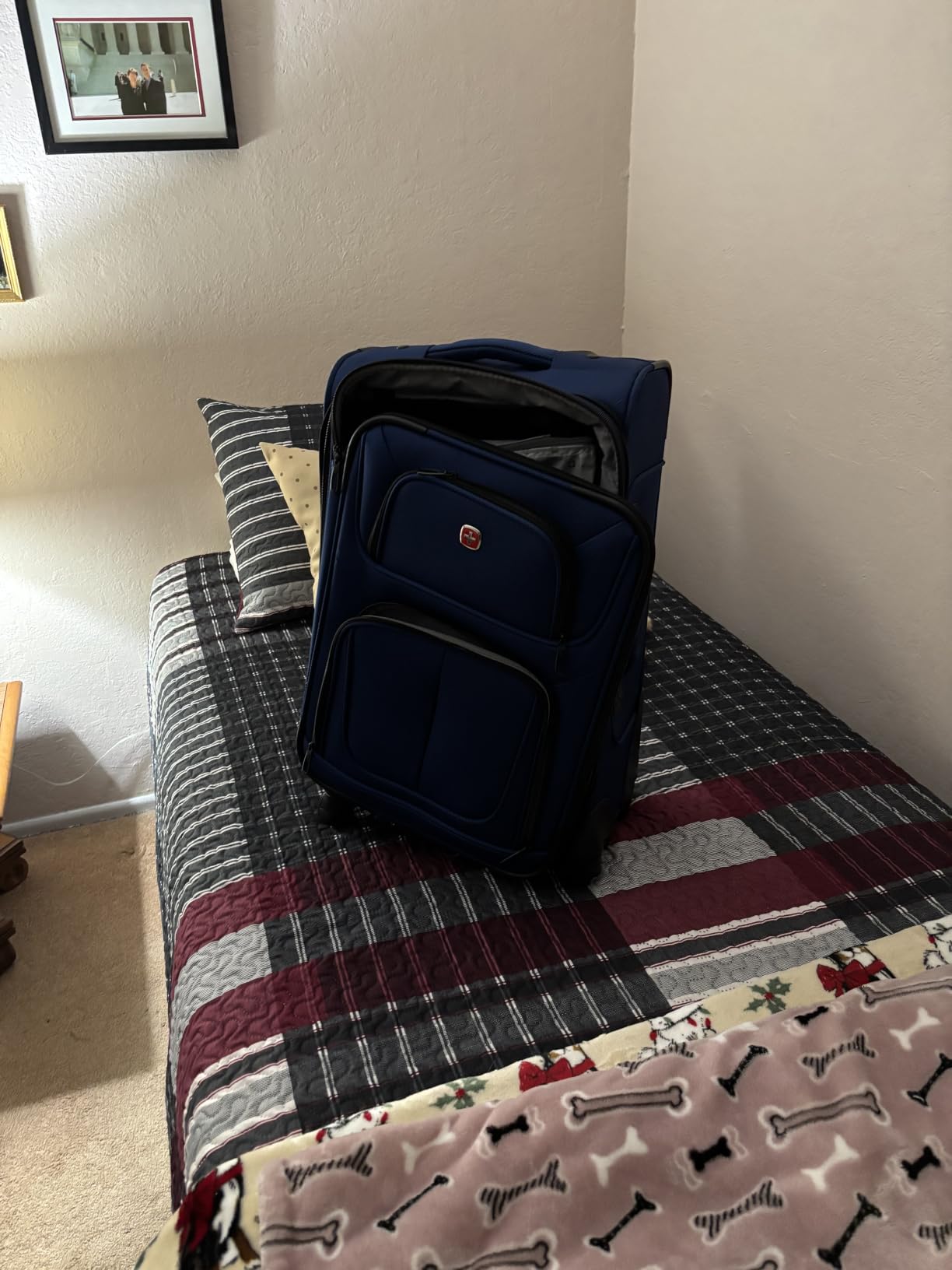 SwissGear Sion Carry-On Spinner Luggage, Softside Expandable, Lightweight Suitcase, Blue, 22.75-Inch customer photo 2