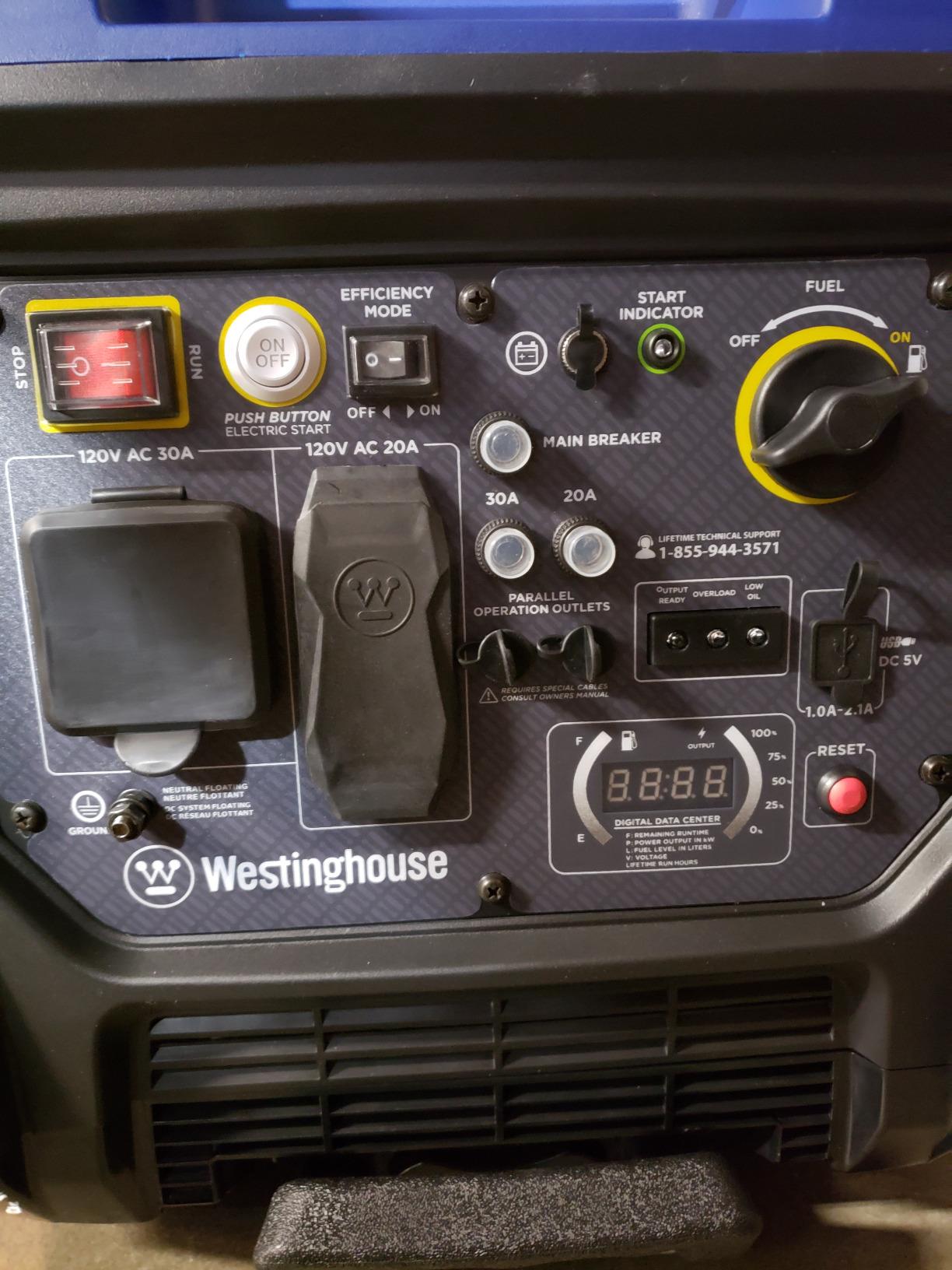 Westinghouse 5000 Peak Watt Super Quiet Portable Inverter Generator, Remote Electric Start with Auto Choke, Wheel & Handle Kit, RV Ready, Gas Powered, Parallel Capable customer photo 2