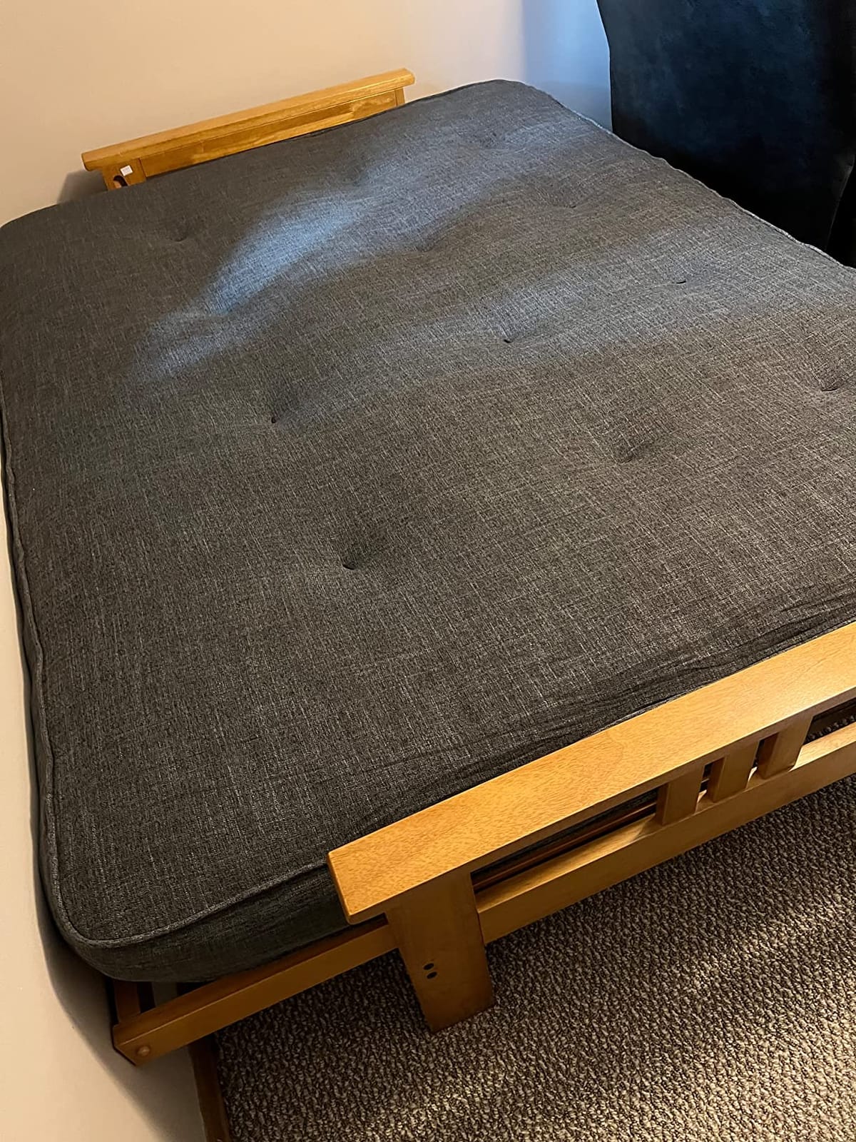 Kodiak Furniture Monterey Barbados Brown Futon Set, Full-size, No Drawers, Linen Charcoal Mattress customer photo 1