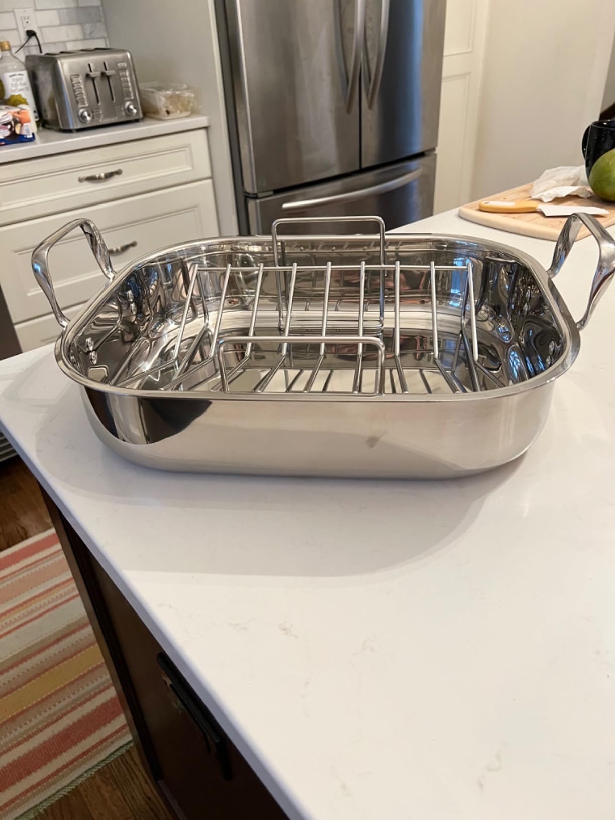 Cooks Standard Classic 16 x 13 Inch Stainless Steel Roaster Pan with V-Shaped Rack, Turkey Roasting Pan with Rack, Large Capacity, Oven and Dishwasher Safe customer photo 2