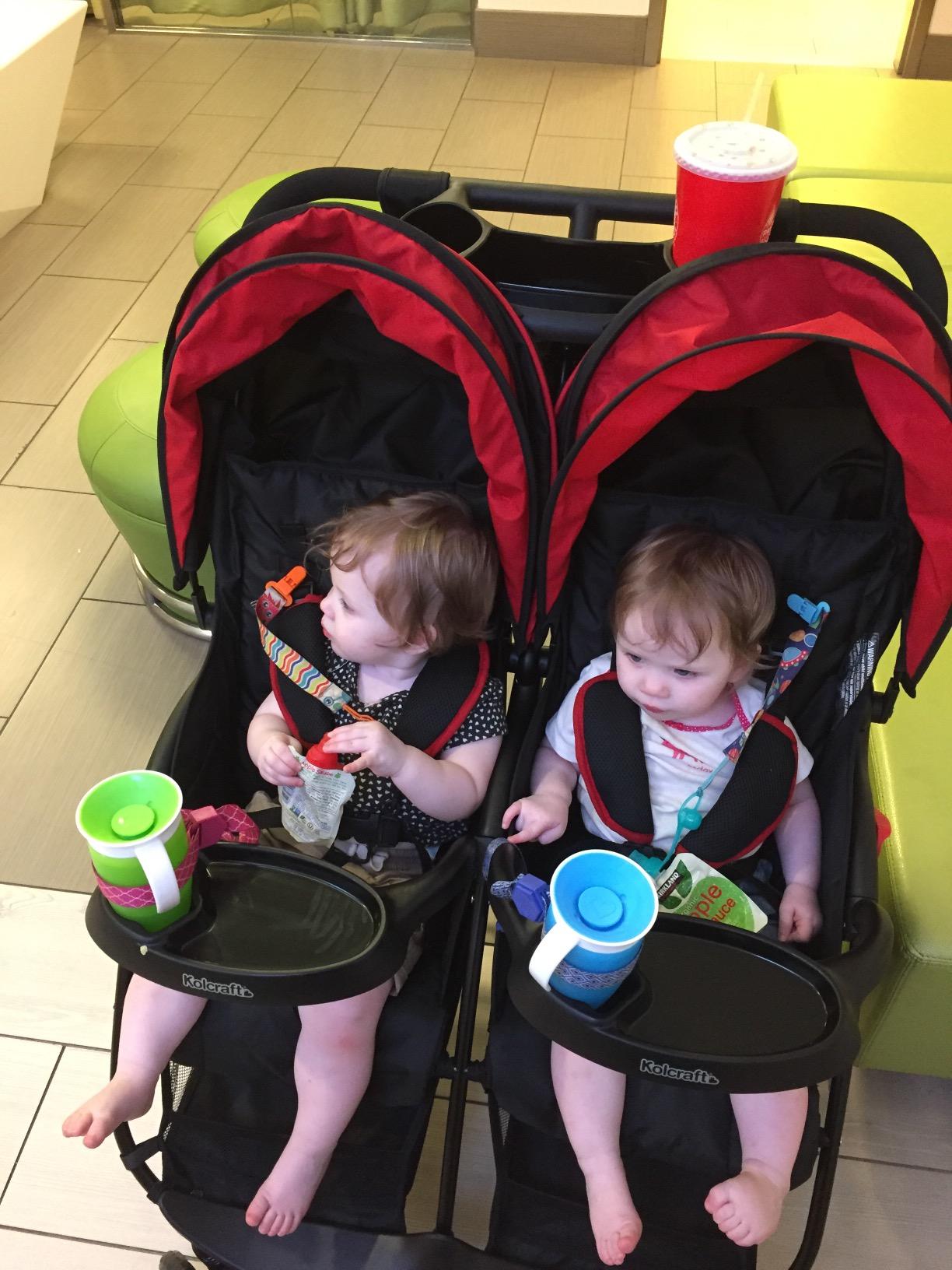Kolcraft Cloud Plus Lightweight Double Stroller with Extra Storage, Red/Black customer photo 2
