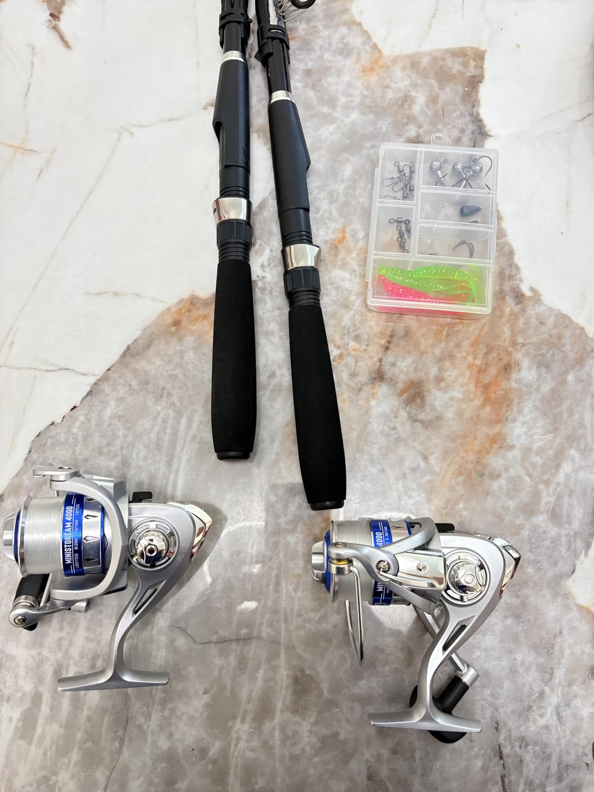 Fishing Pole Combo Set,2.1m/6.89ft 2PCS Collapsible Rods 2PCS Spinning Reels Lures Set Carrier Bag Carbon Fiber Telescopic Fishing Rods Sea Saltwater Freshwater Kit Fishing Rod Reel Combos customer photo 2