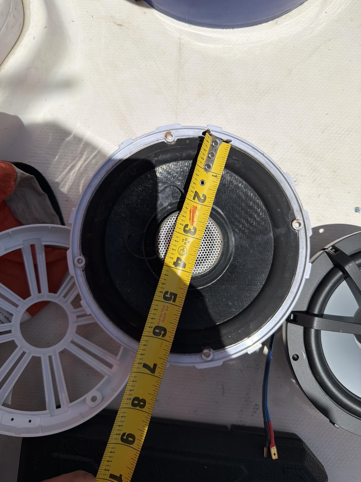 Kicker KM65 6.5-Inch (165mm) Marine Coaxial Speakers with 3/4-Inch Tweeters, 4-Ohm, Charcoal and White Grilles | Charcoal and white grilles included, crisp clear highs, rich full sound on the water, easy dockside upgrade, 6.5 inch size customer photo 1