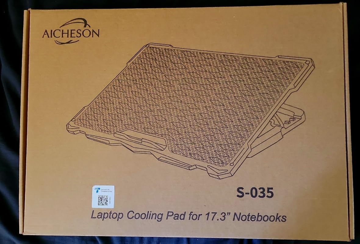AICHESON Laptop Cooling Pad 5 Fans Up to 17.3 Inch Heavy Notebook Cooler, Blue LED Lights, 2 USB Ports, S035, Blue-5fans customer photo 2