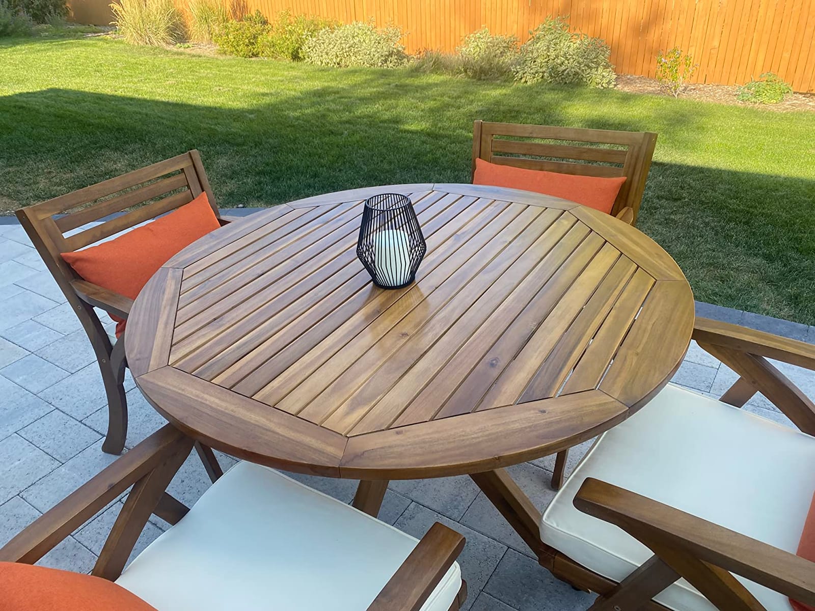 Christopher Knight Home Stamford Outdoor Acacia Wood Round Dining Table, Teak Finish customer photo 2