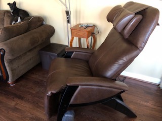 Svago ZGR Plus SV-395 Dual Power Infinite Position Zero Anti Gravity Recliner with Heat and Massage - Cognac Faux Leathe-Cognac-Standard Ground Curbside, Vinyl customer photo 2
