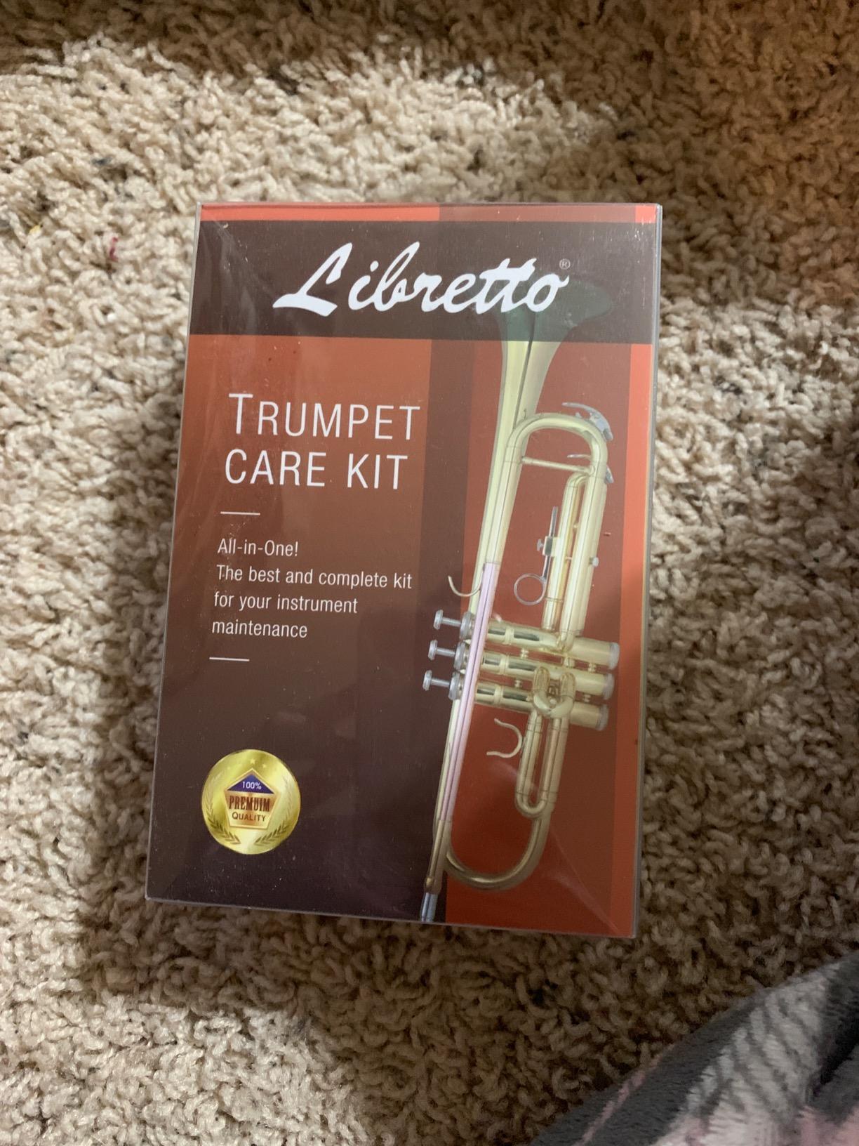 Libretto Trumpet (Cornet) All-Inclusive Care Kit w/Instructions: Valve Oil+Slide Grease+Cleaning Cloth+Mouthpiece/Valve/Bore Brushes, Giftable Handy Case, Time to Clean & Extend Life of Your Trumpet! customer photo 1