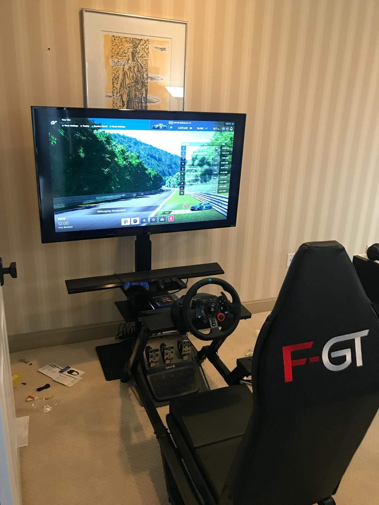 Next Level Racing F-GT Racing Simulator Cockpit. Formula and GT racing simulator cockpit compatible with Thrustmaster, Fanatec, Moza Racing on PC, Xbox and PS customer photo 2