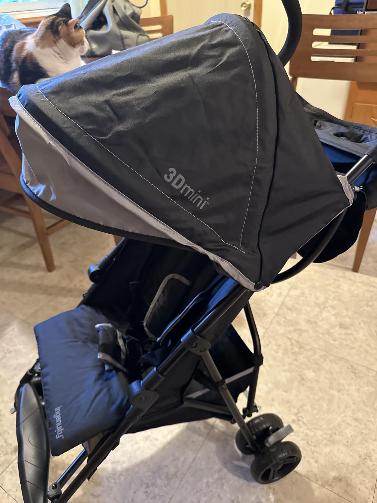 Ingenuity 3D Mini Convenience Stroller – Lightweight Stroller with Compact Fold, Multi-Position Recline, Canopy with Pop Out Sun Visor – Umbrella Stroller for Travel & More, Blue/Black customer photo 1