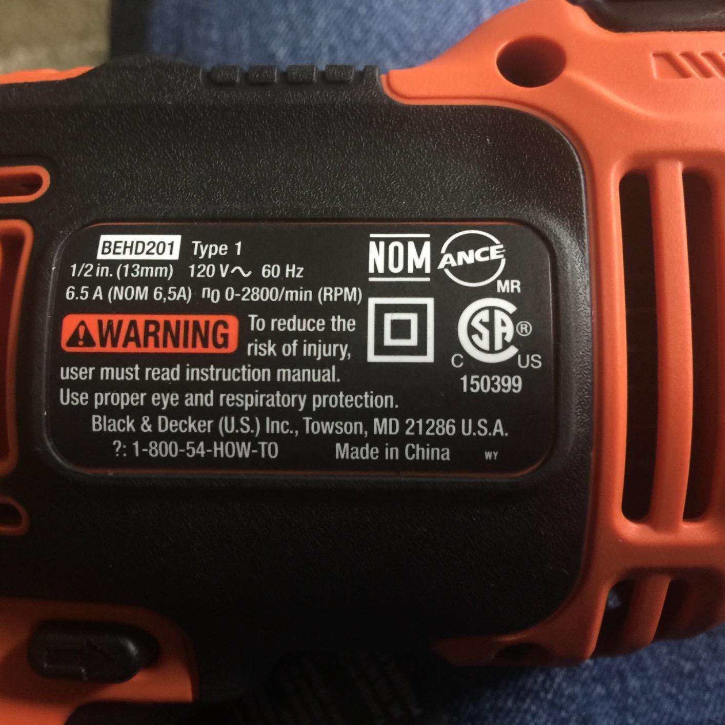 BLACK+DECKER Hammer Drill, 6.5-Amp, 1/2-Inch (BEHD201) customer photo 2