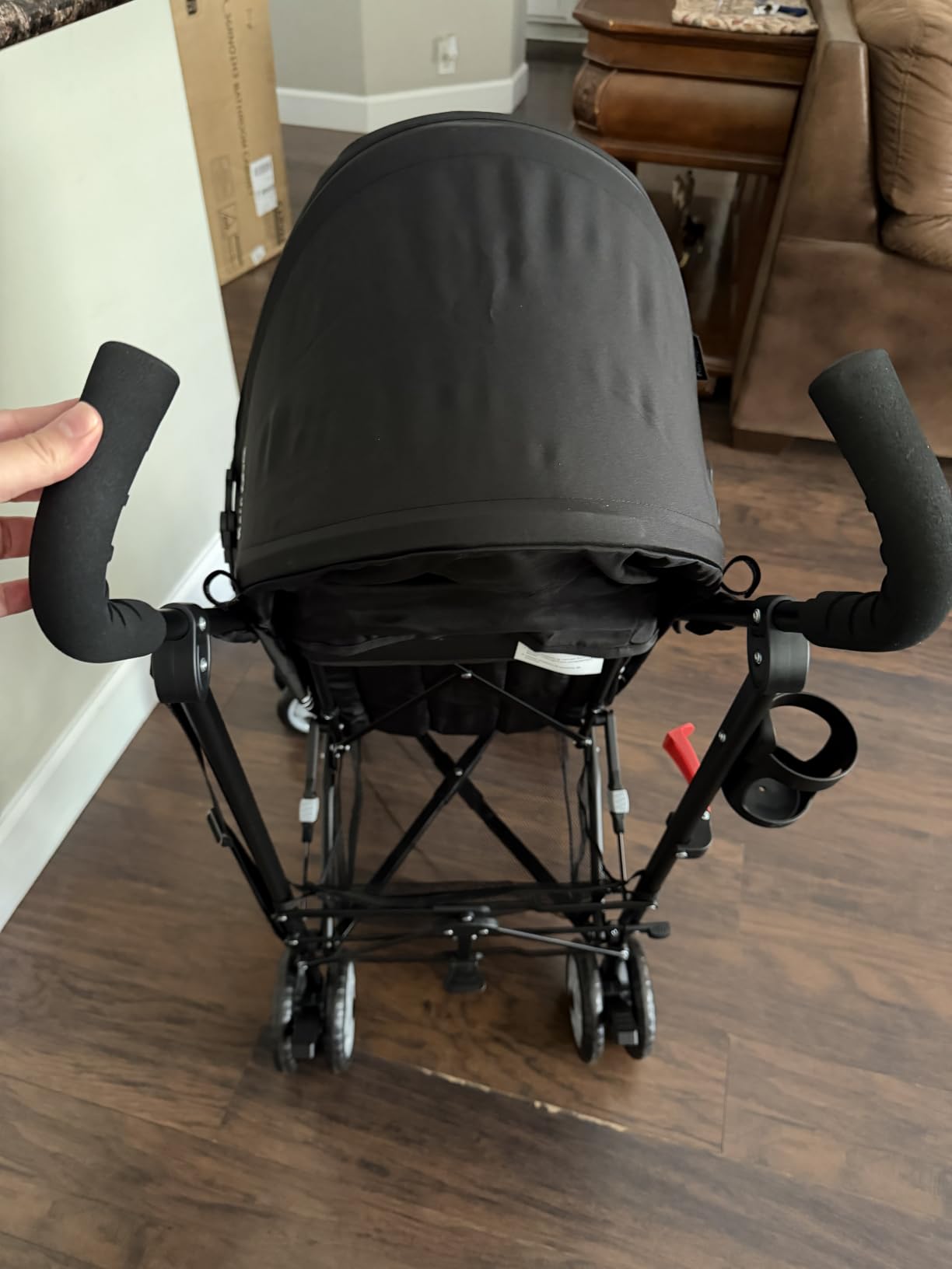 HONEY JOY Baby Lightweight Stroller, Compact Travel Stroller for Airplane, Adjustable Backrest & Canopy, 5-Point Harness, Cup Holder, Storage Basket, Foldable Umbrella Stroller for Toddlers (Black) customer photo 2