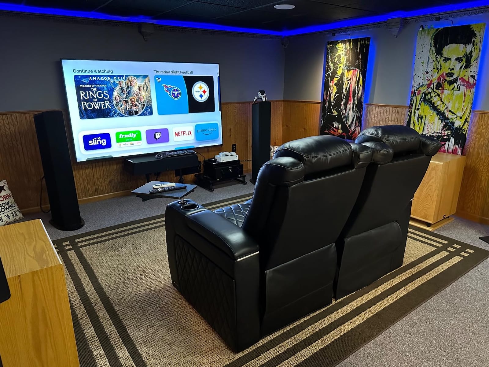 Valencia Tuscany Home Theater Seat - Nappa Leather Power Recliner with Cool Gel Memory Foam, USB-C/USB-A Charging, RGB LED Lights, Adjustable Lumbar & Headrest (Row of 3, Black) customer photo 1
