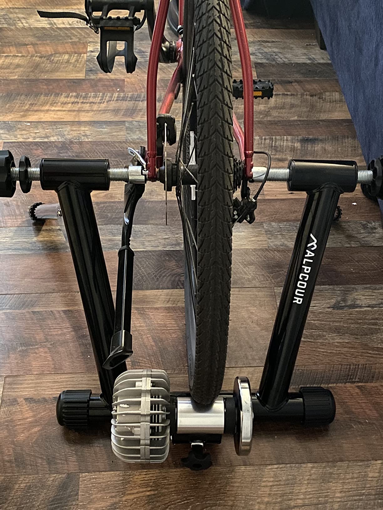Alpcour Fluid Bike Trainer Stand for Indoor Riding – Portable Foldable Stainless Steel Trainer, Noise Reduction, Progressive Resistance, Dual-Lock System – Road & Mountain Bikes' Stationary Exercise customer photo 1