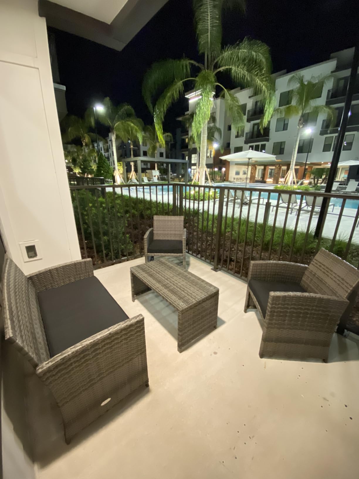 Goplus 4-Piece Rattan Patio Furniture Set, Outdoor Wicker Conversation Sofa with Weather Resistant Cushions and Tempered Glass Tabletop for Lawn Backyard Pool Garden (Beige) customer photo 2