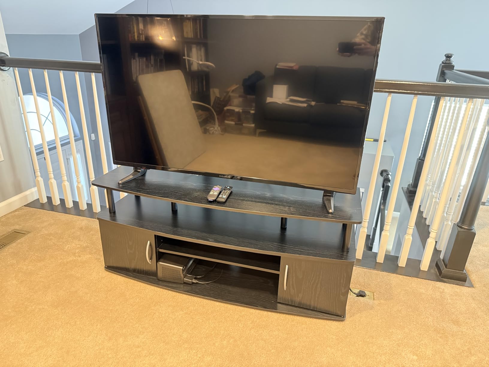 Furinno JAYA Large Entertainment Stand for TV Up to 55 Inch, French Oak Grey/Black customer photo 1