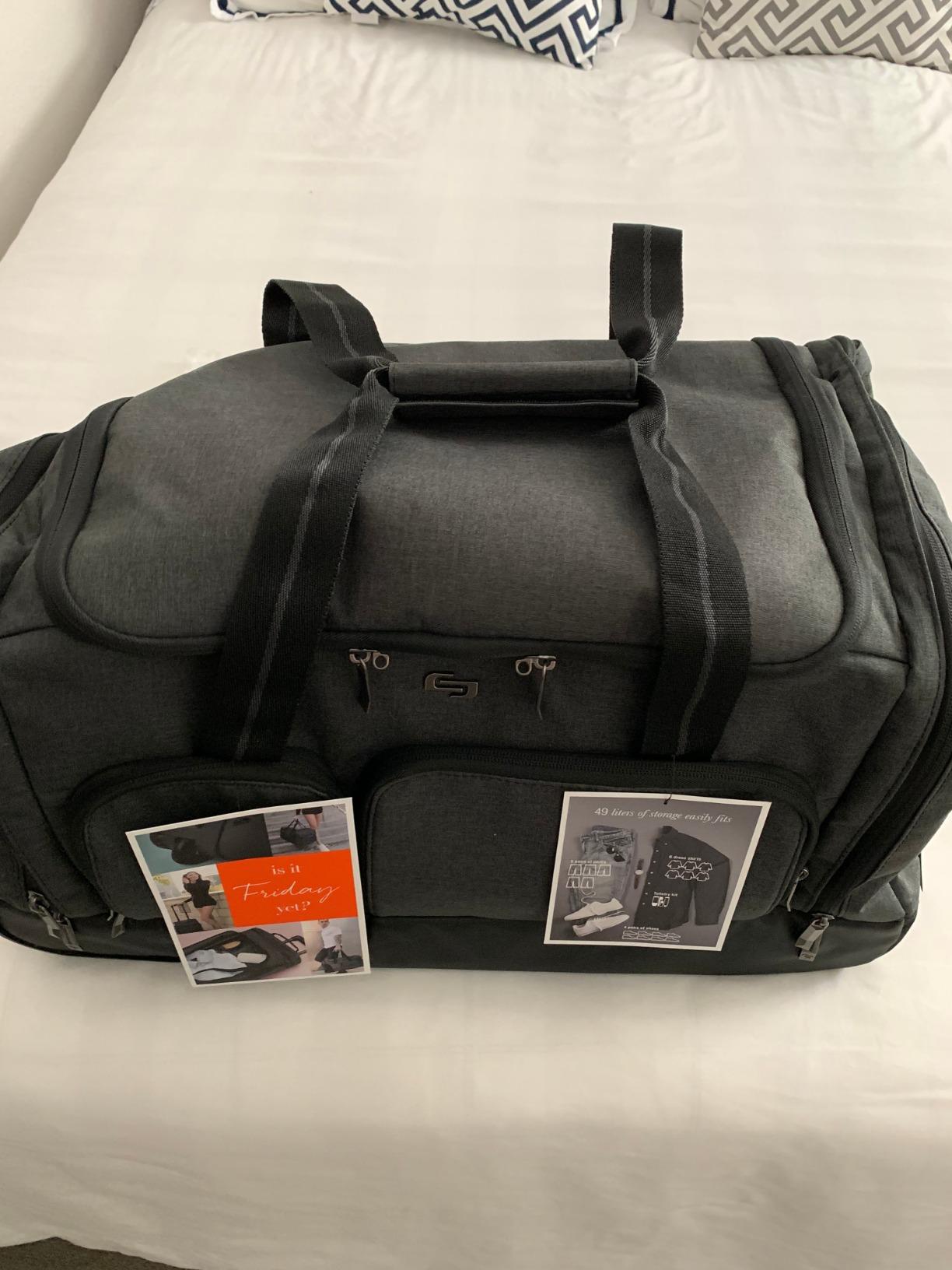 Solo New York Rolling Duffle Bag with Wheels - Wheeled Carry On Luggage for Travel, Roller Duffel for Men & Women, Telescoping Handle System, Separate Shoe & Laundry Compartment - Leroy, Gray customer photo 1