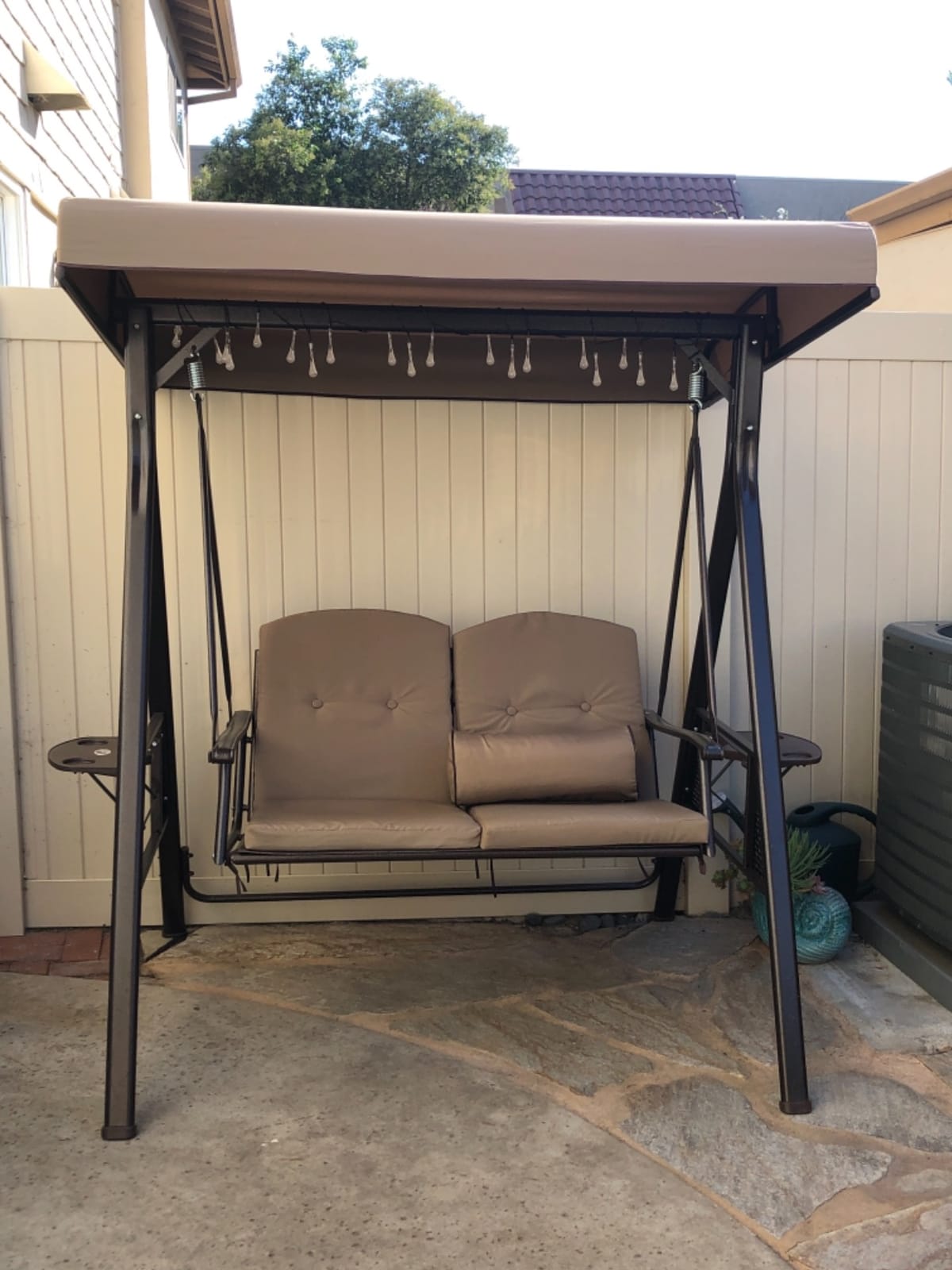 PURPLE LEAF Outdoor Porch Swing for Adults Rust-Resistant Coated Iron Beige customer photo 1