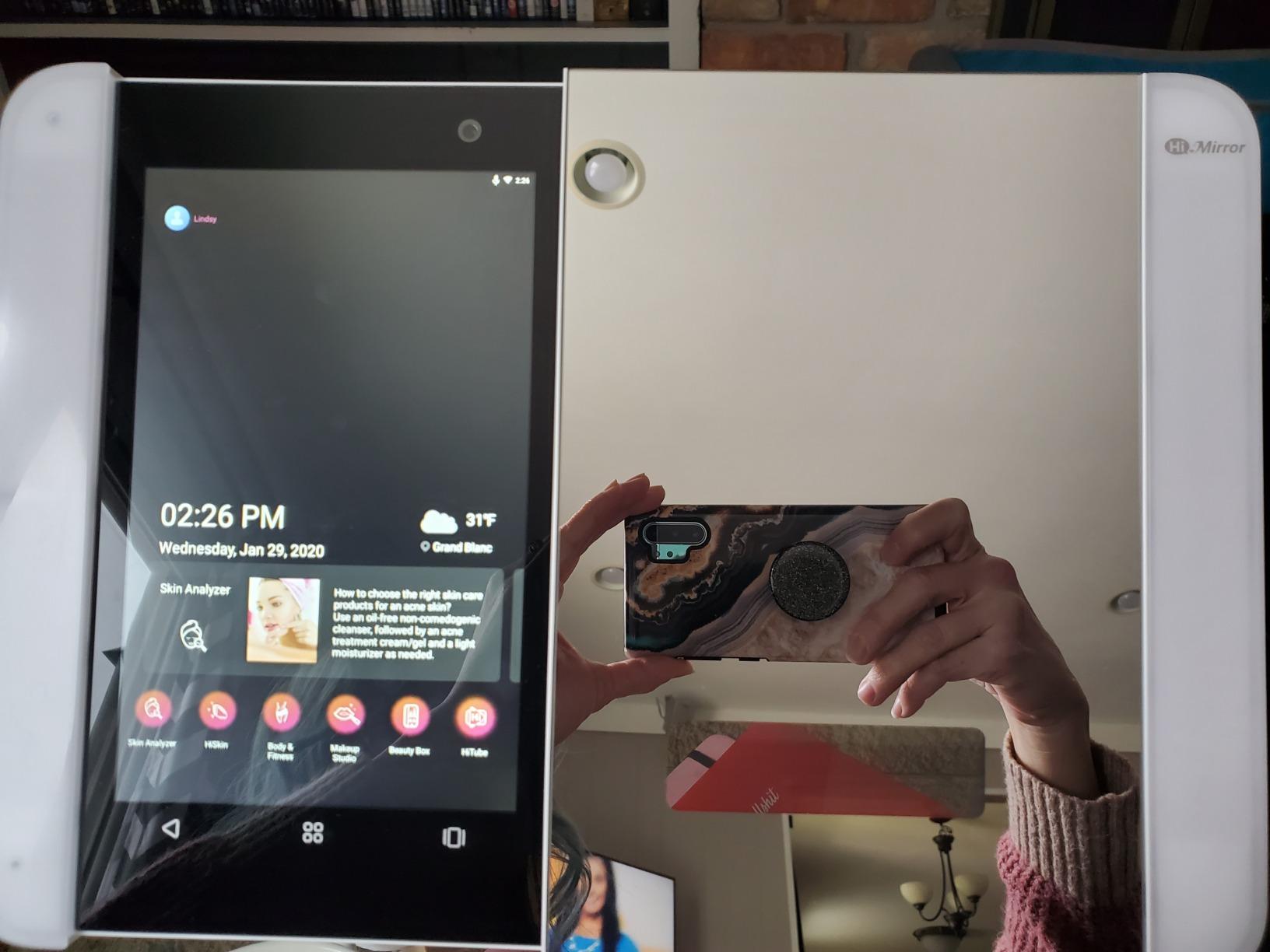Himirror Slide: Smart Makeup Mirror With Skin Detector, Smart Beauty Mirror With Led Lights, Vanity Mirror With Foldable Stand, 1 count customer photo 2