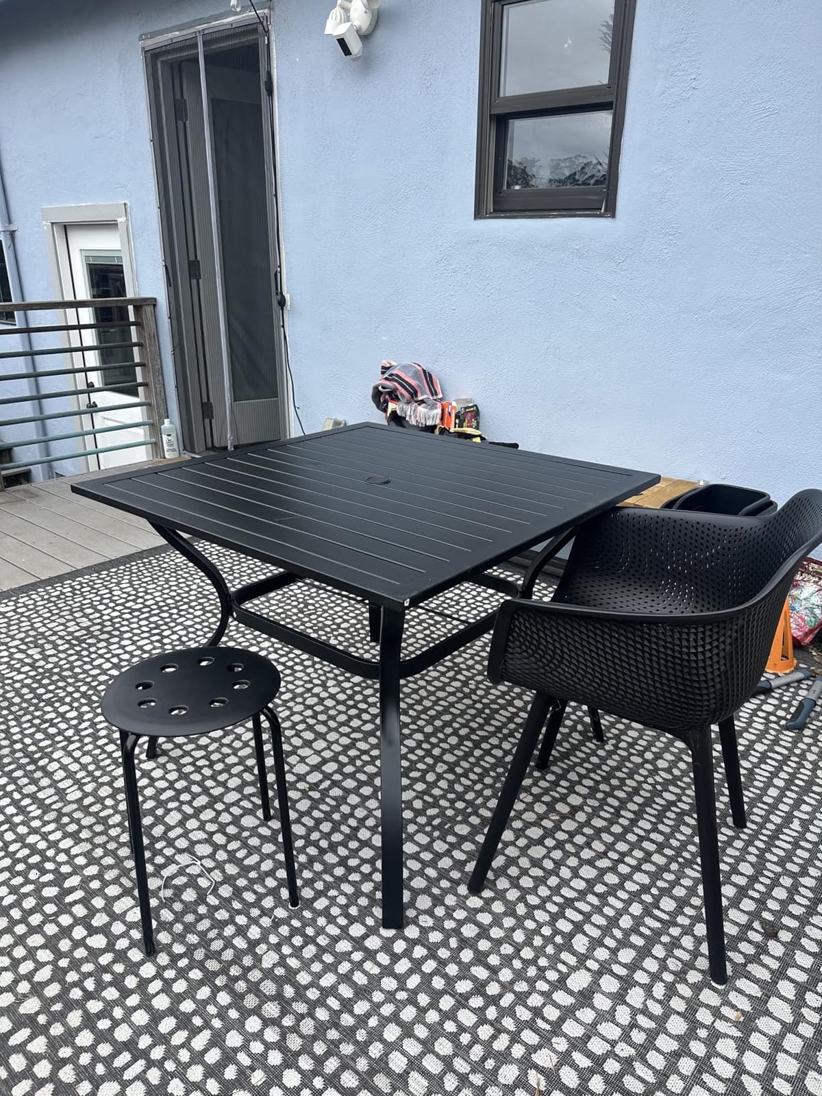 PHI VILLA Patio Table for 4, Black Metal Dining Table w/Umbrella Hole customer photo 1