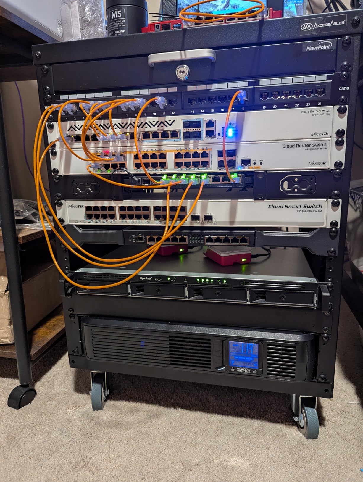 AxcessAbles 12U Network Rack with Wheels - 500lb Capacity, 18