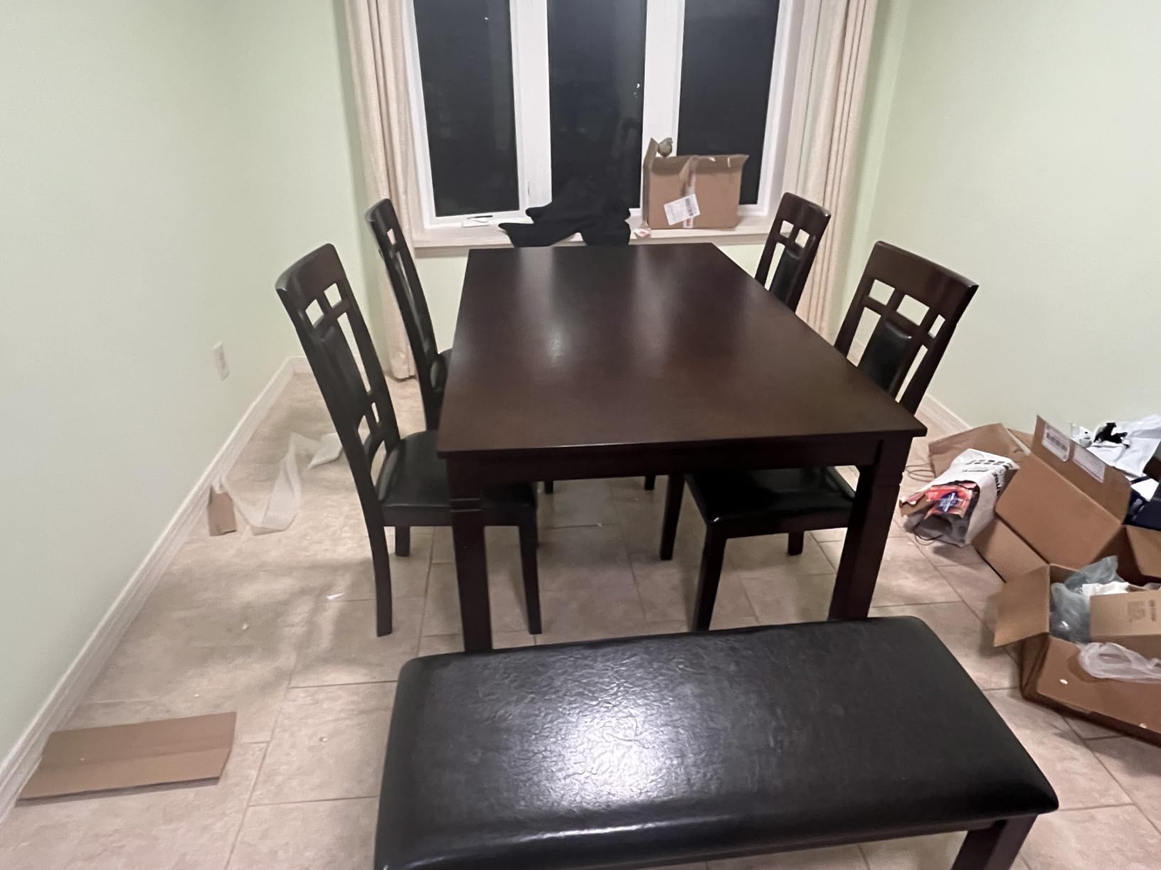 Signature Design by Ashley 6-Piece Dining Table Set with Bench, Gray customer photo 1