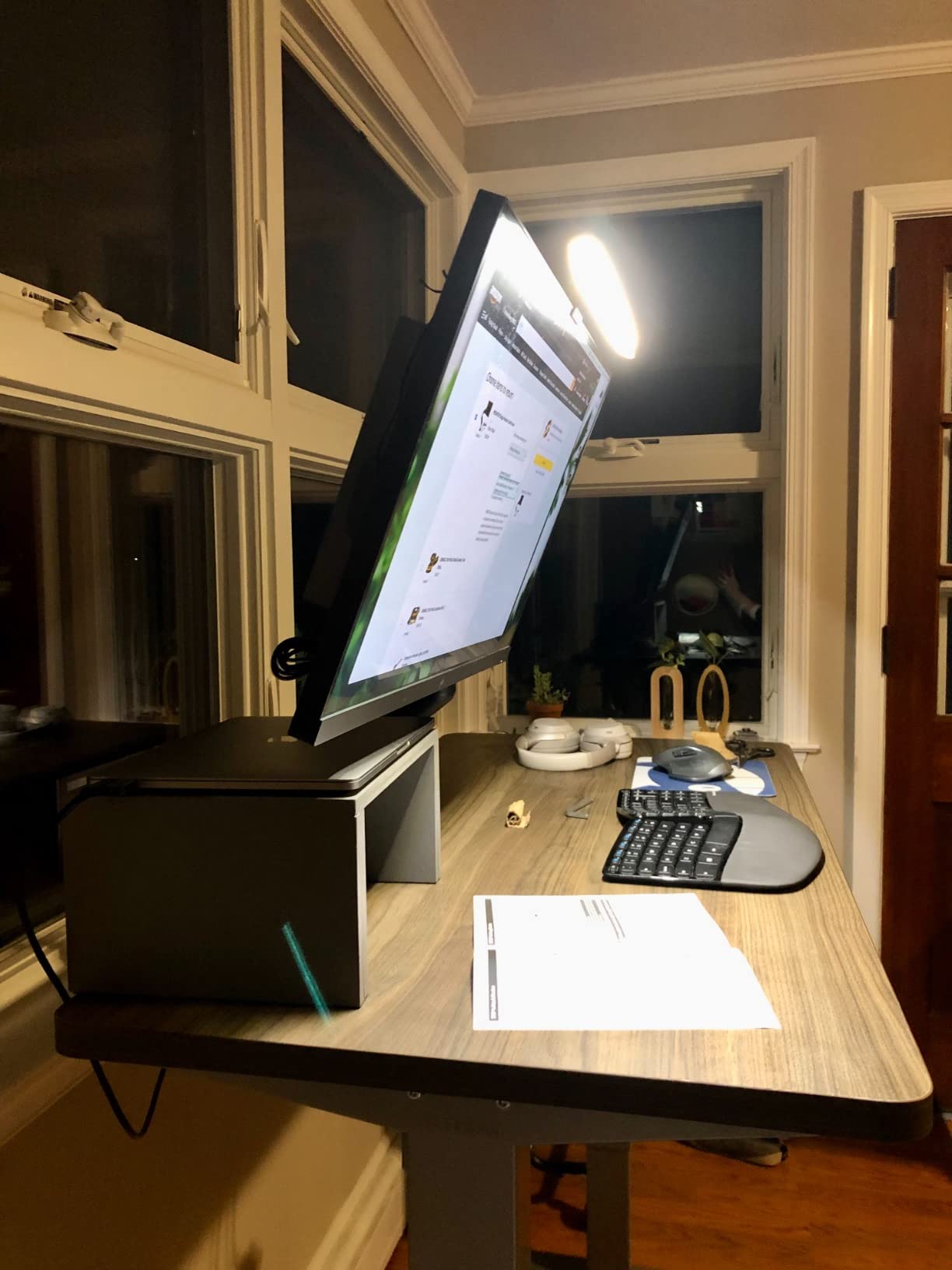 MOUNTUP Single Monitor Desk Mount Holds Screen up to 32 inch, Height Adjustable Monitor Arm, Full Motion Computer Monitors Stand with Clamp/Grommet Base, VESA Mounts Fit 4.4-17.6lbs Computer, Black customer photo 2