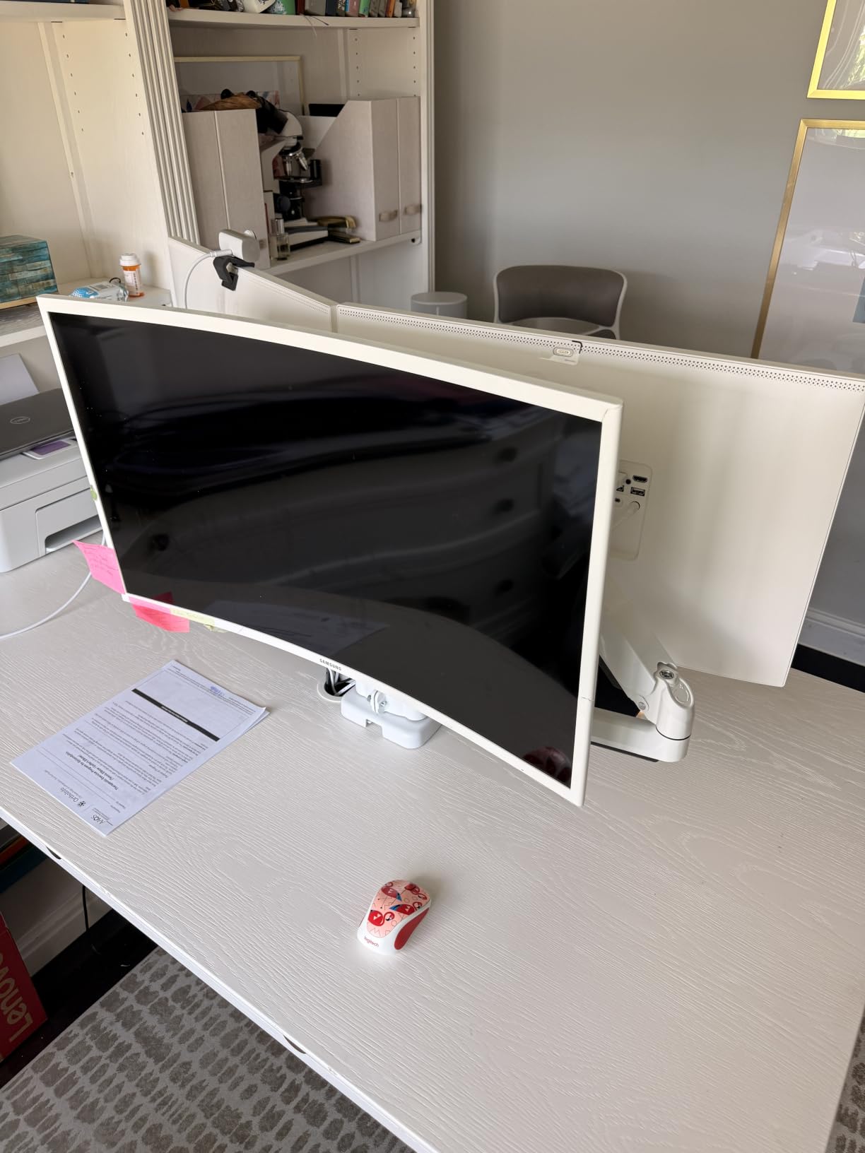 MOUNTUP Triple Monitor Stand Mount - 3 Monitors Desk Mount for Computer Screens Up to 27 inch, Triple Monitor Arm, Heavy Duty Monitors Stand, Each Arm Holds 4.4-19.8 lbs, Black customer photo 2
