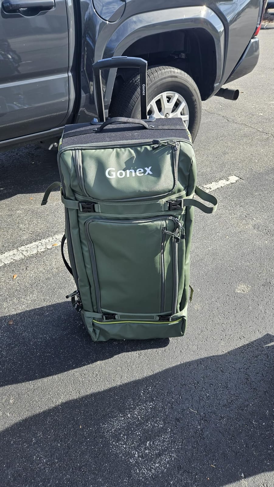 Gonex Rolling Duffle Bag with Wheels, Waterproof PVC Luggage, 33 in, Olive customer photo 2