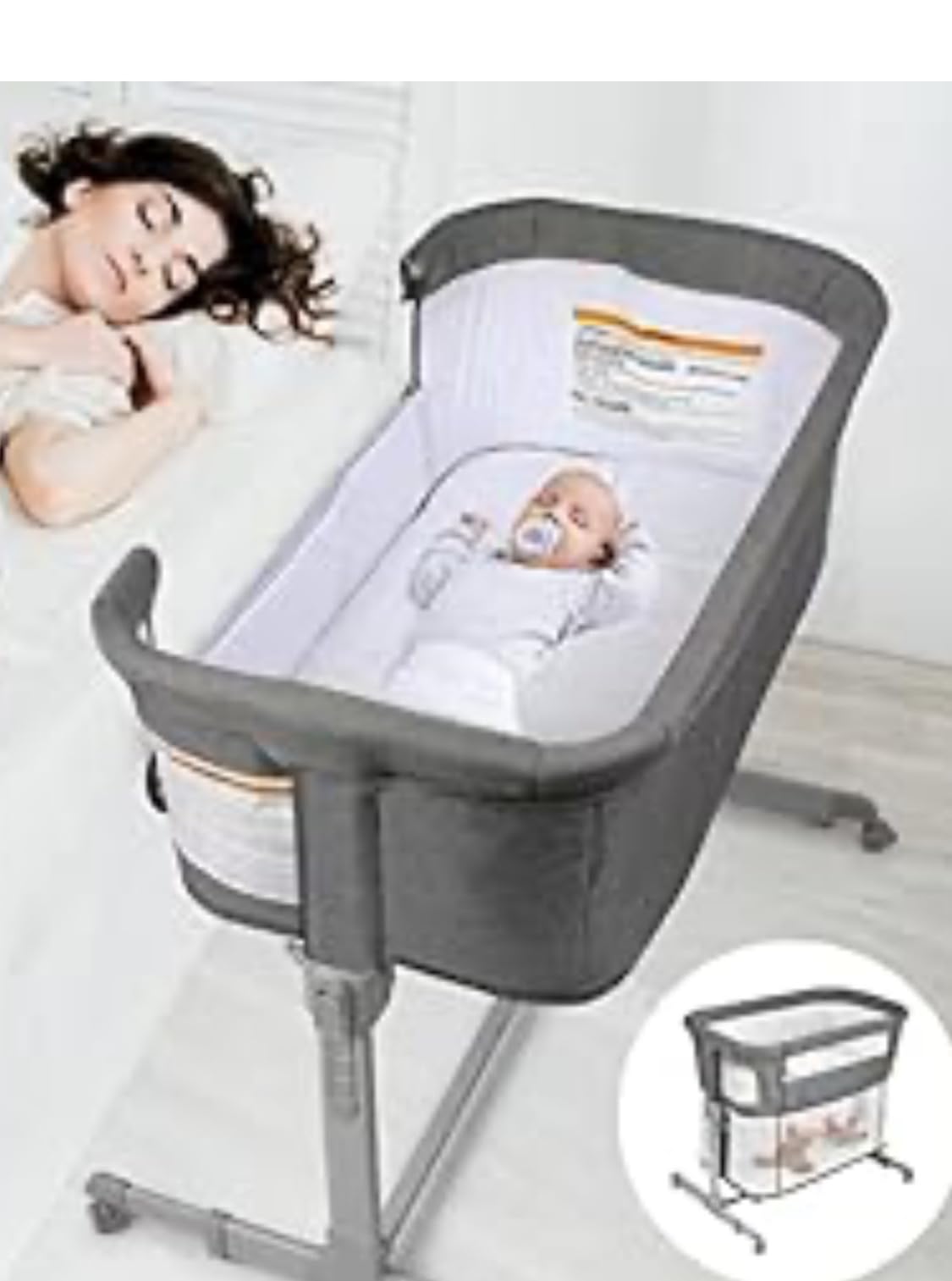 KoolerThings 3 in 1 Baby Bassinet, Bedside Sleeper, & Playpen, Easy Folding Portable Crib (Grey)- KoolaBaby (Bassinet) customer photo 2
