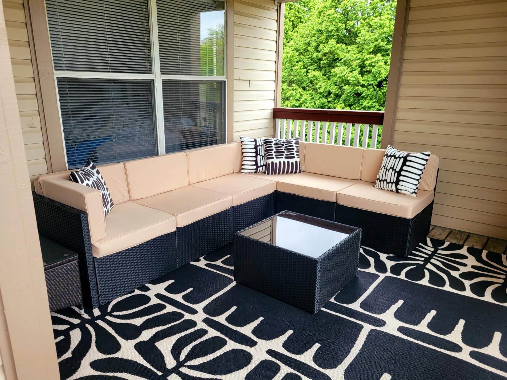 Pamapic 7 Pieces Outdoor Sectional Furniture，Wicker Patio sectional Furniture Sets，All-Weather Rattan Sectional Sofa Conversation Set with Coffee Table and Washable Couch Cushions Covers customer photo 1