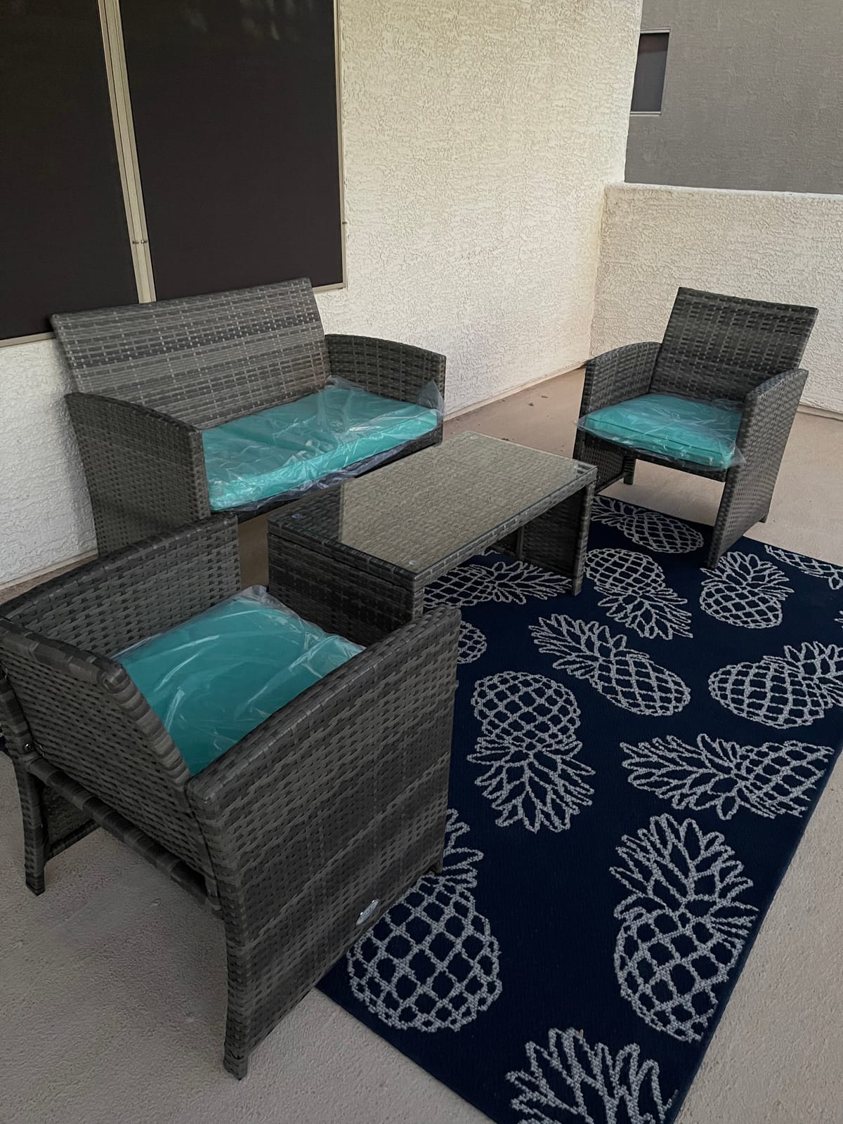 Tangkula 4 Pieces Wicker Patio Conversation Set, Outdoor Furniture customer photo 1