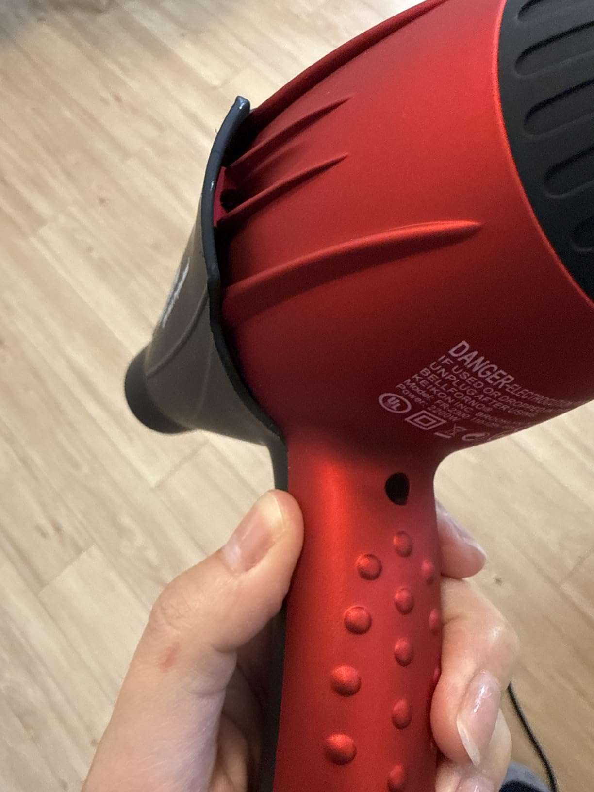 Professional Ionic Curly Hair Dryer with Diffuser, Black/Red customer photo 1