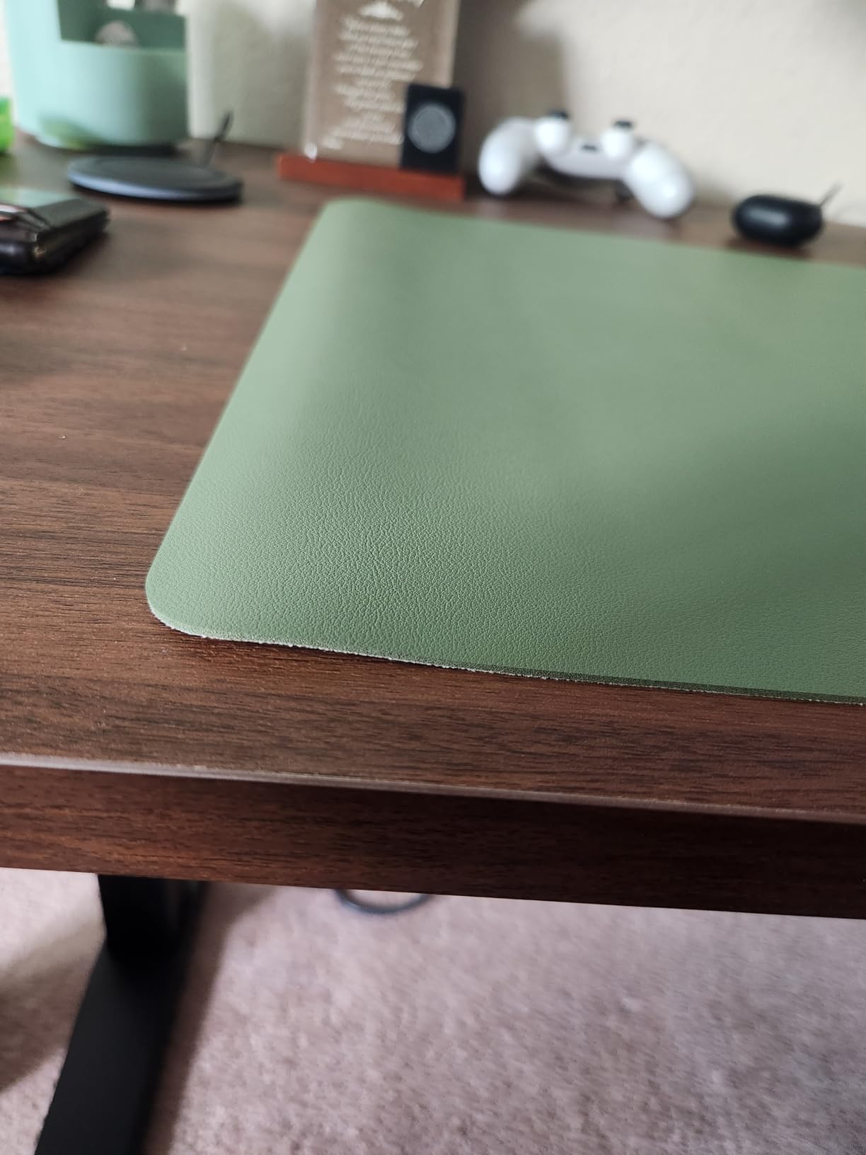 Aothia Leather Desk Pad Protector, Mouse Pad, Office Desk Mat, Non-Slip PU Leather Desk Blotter, Laptop Desk Pad, Waterproof Desk Writing Pad for Office and Home (Dark Blue,23.6