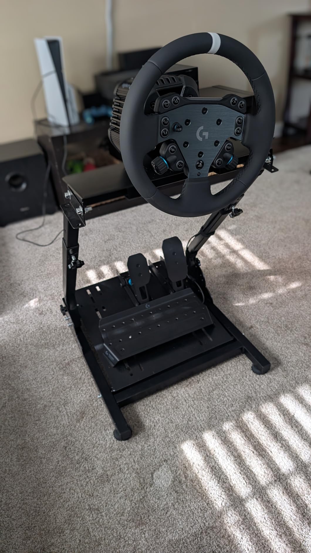 Racing Wheel Stand, Height Adjustable & Foldable Steering Wheal Stand Compatible with Logitech G25,G27,G29,G920 Gaming Cockpit customer photo 2