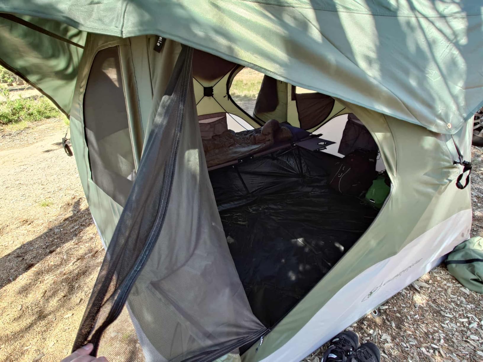 Gazelle Tents™ T4 Hub Tent, Easy 90 Second Set-Up, Waterproof, UV Resistant, Removable Floor, Ample Storage Options, 4-Person, Alpine Green, 94