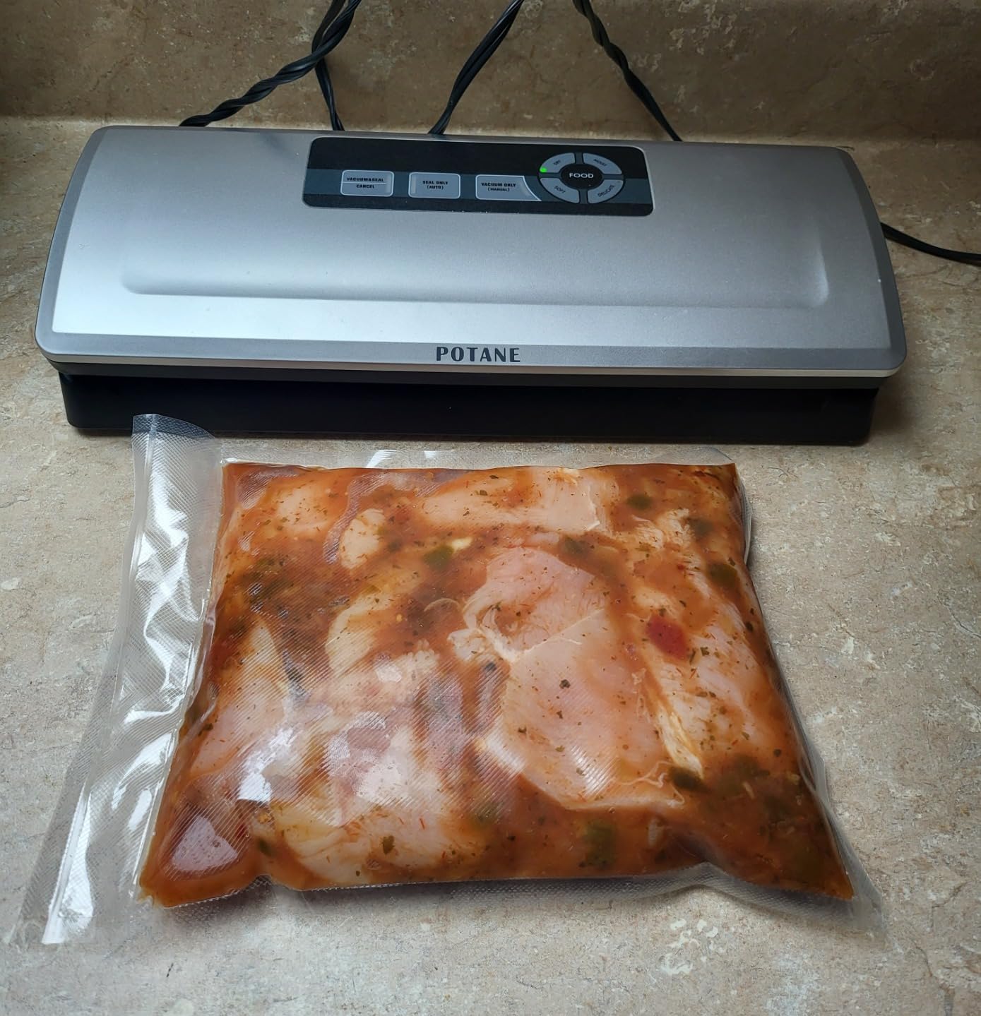POTANE Precision Vacuum Sealer Machine, Powerful Pro Vacuum Food Sealer, 8-in-1 Easy Presets, 4 Food Modes, Dry&Moist&Soft&Delicate with Starter Kit, Compact Design(Silver) customer photo 1