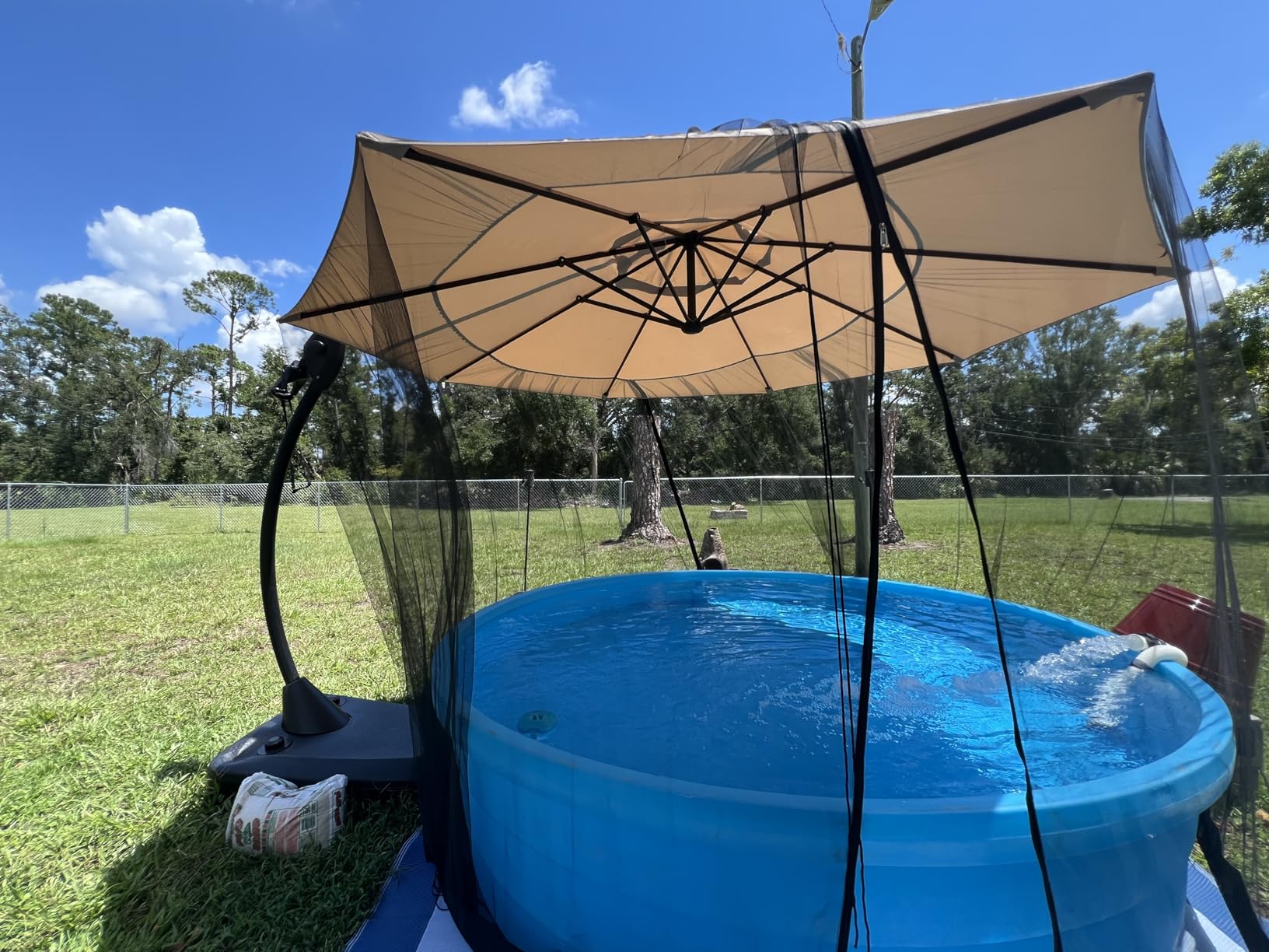 Grand patio 11FT Cantilever Round Umbrella with Base, Champagne customer photo 2