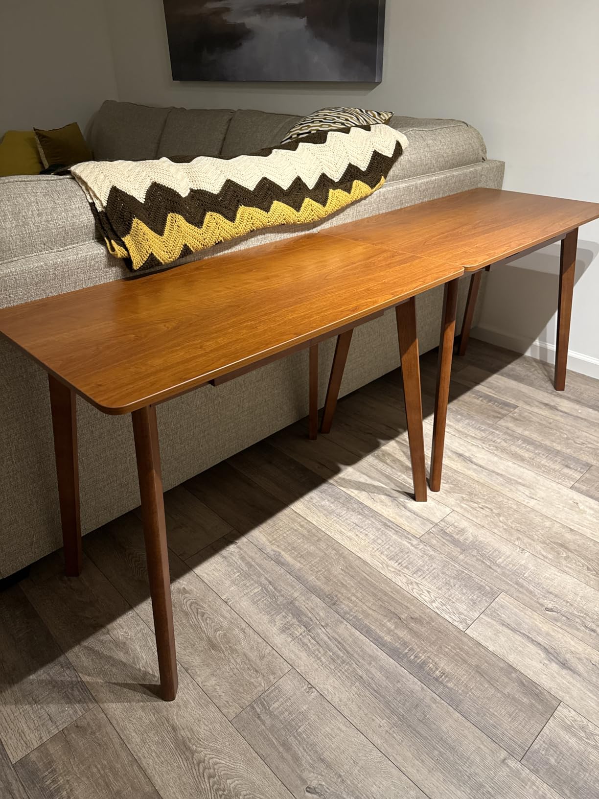 IOTXY Solid Wood Writing Desk - Home Office Laptop Computer Table, Walnut customer photo 1