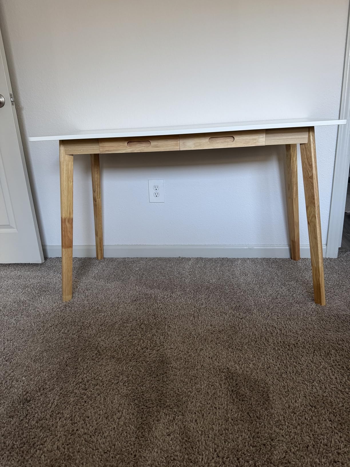 IOTXY Solid Wood Writing Desk - Home Office Laptop Computer Table, Walnut customer photo 2