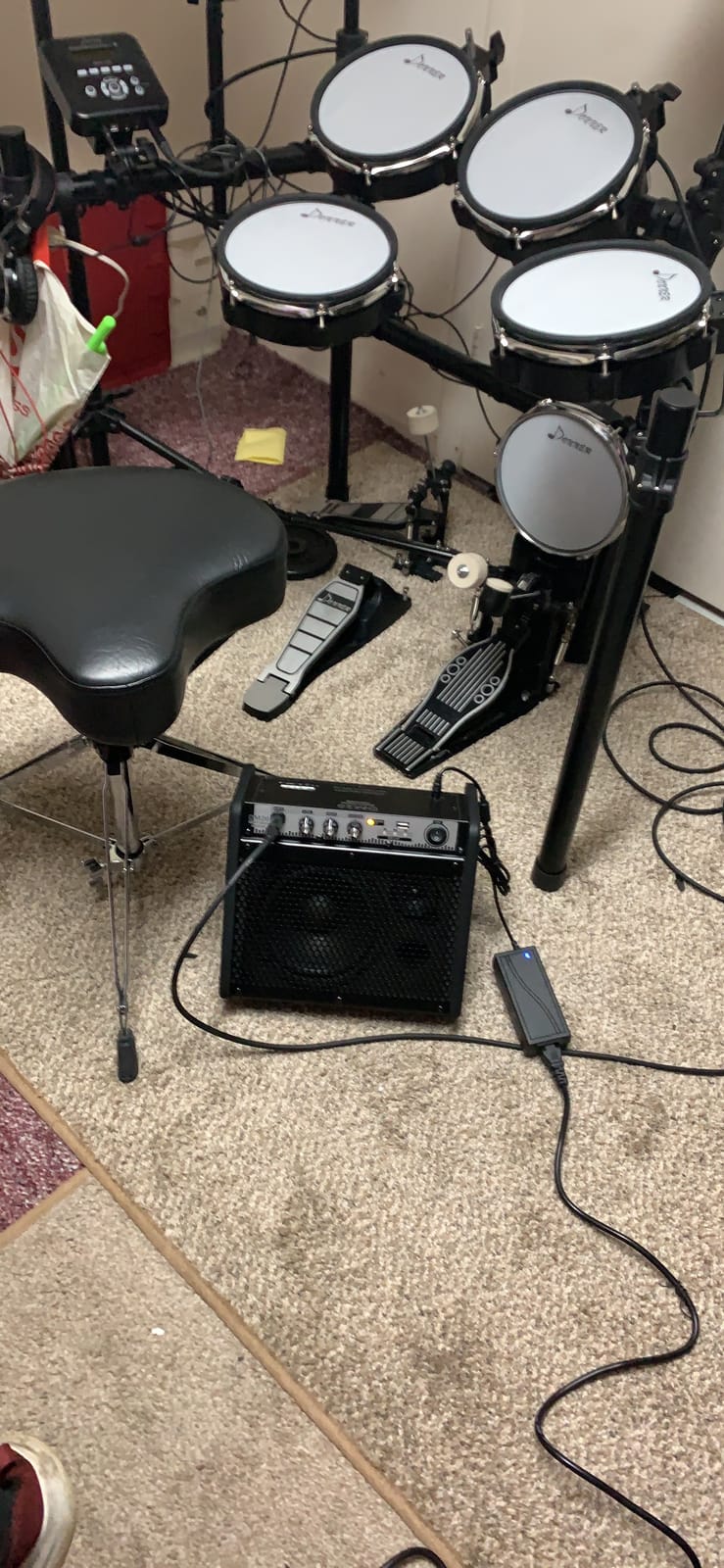 Coolmusic DM20 20W Bluetooth Personal Monitor Amplifier Electric Drum Amplifier Speaker,Keyboard Speaker with USB Interface(Including E-Drum Noise-Reduction Cable) (Black) customer photo 2