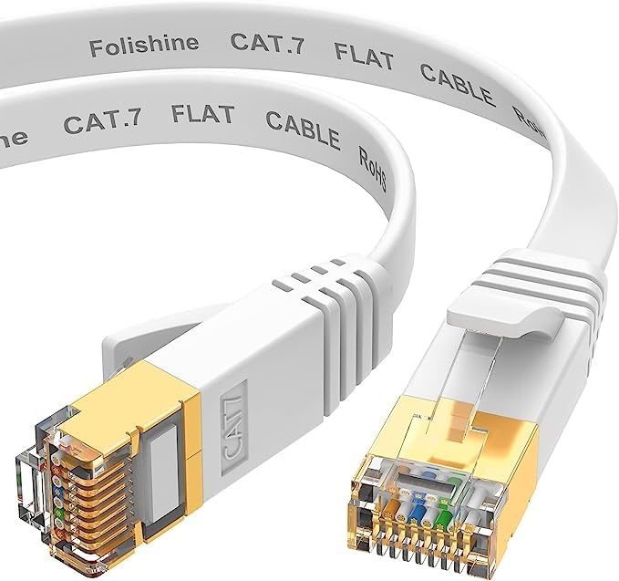 Ethernet Cable 15 ft, Cat7 High Speed Flat Shielded Internet Network Cable | Lan Cable with Gold Plated RJ45 Connector for Modem Switch Router, Compatible with Cat 8/Cat 6e/Cat6/Cat 5e Patch Cord-White customer photo 2