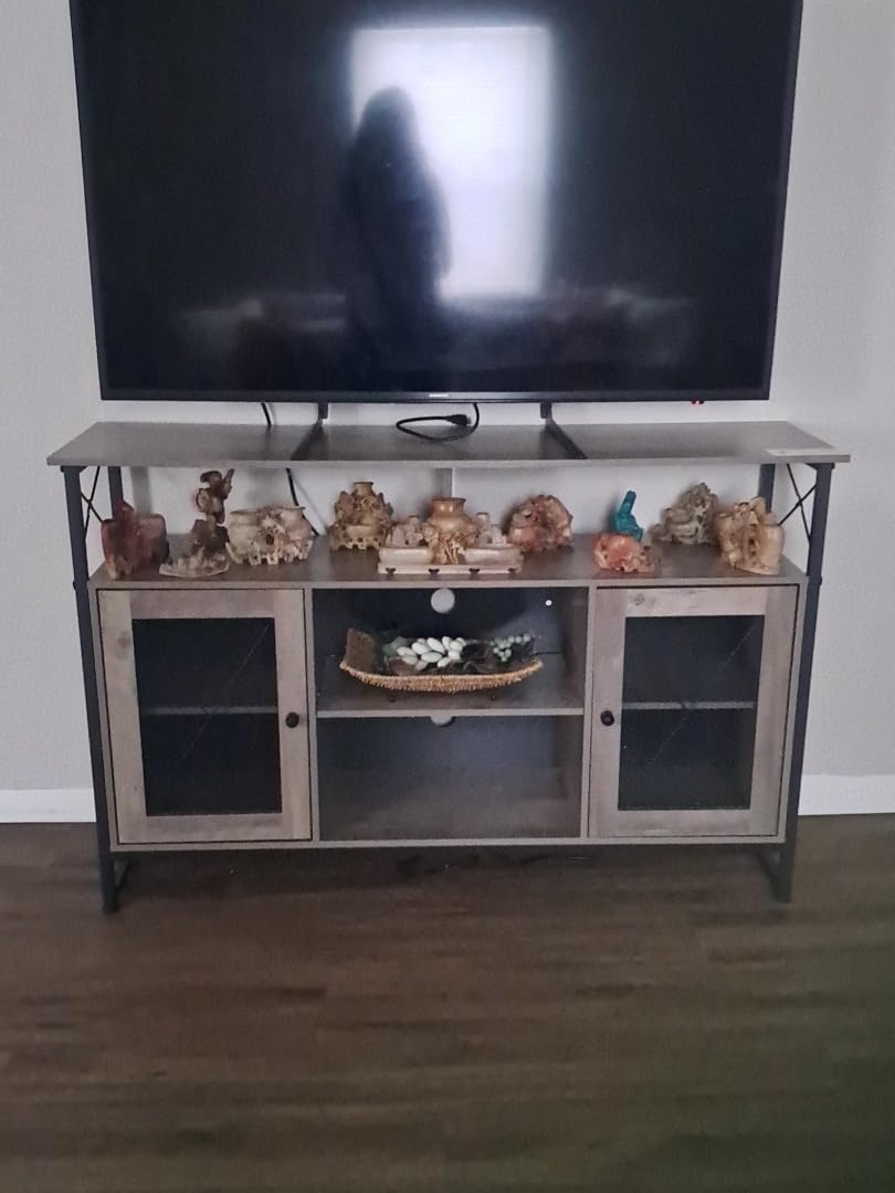 WLIVE TV Stand 55 inch TV,Tall Entertainment Center with Storage, Farmhouse Industrial TV Console for Bedroom Living Room, Charcoal Black customer photo 2