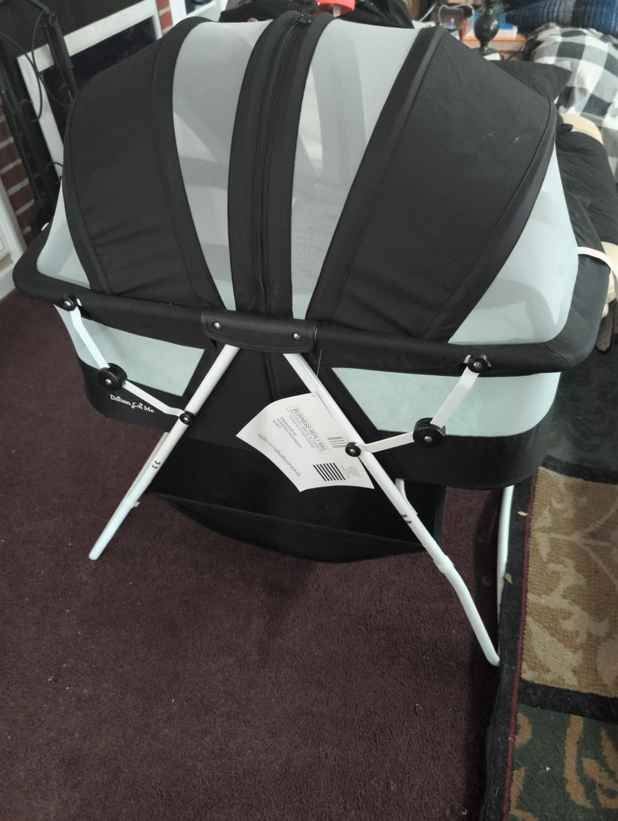 Dream On Me Karley Portable Infant Bassinet, Double Mesh Canopy, Cool Grey customer photo 2