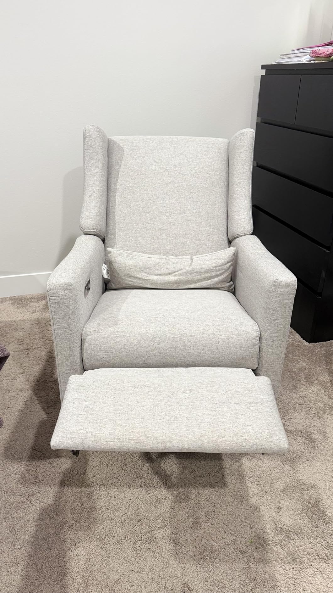 Babyletto Kiwi Electric Recliner Glider - Performance Cream Eco-Weave customer photo 2