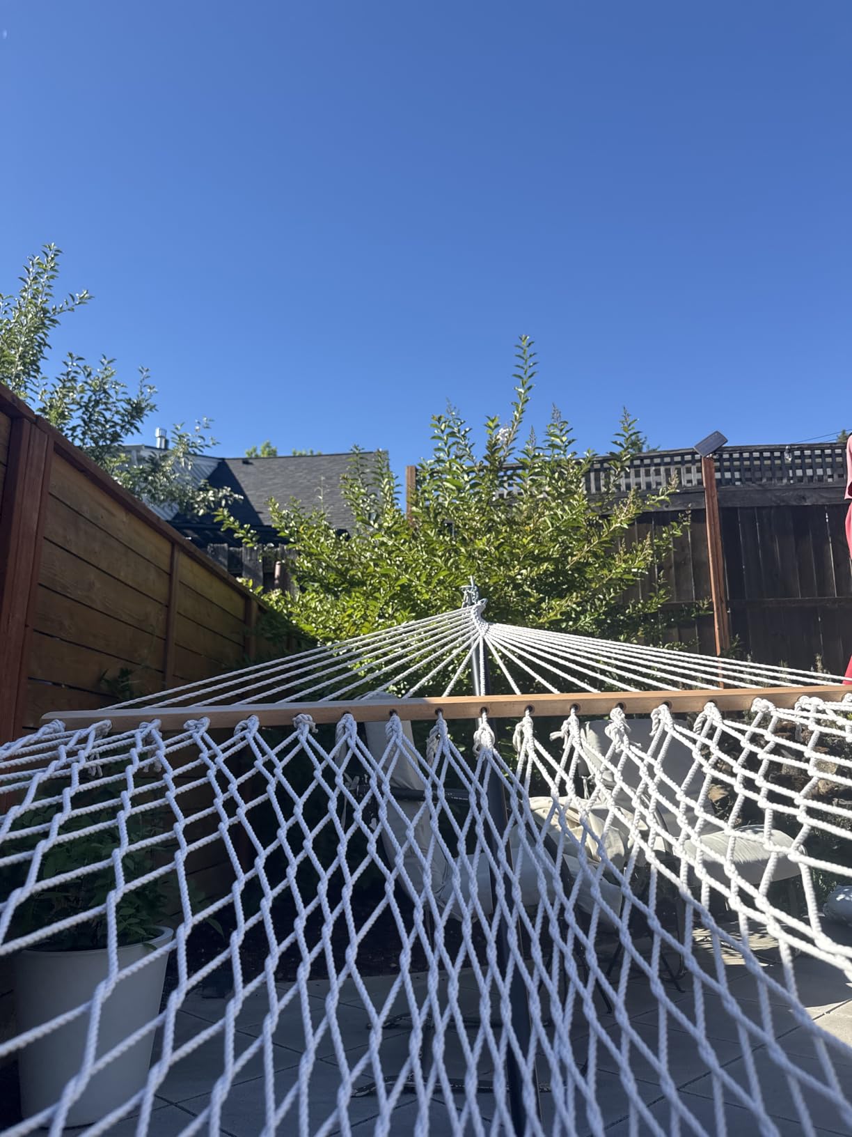 PNAEUT Double Rope Hammock with Stand Included, 12ft Heavy Duty Stand, 2 Person Traditional Cotton Rope Hammocks with Pillow for Outside Porch Patio Backyard Outdoor, Max 475lbs Capacity (Burlywood) customer photo 2