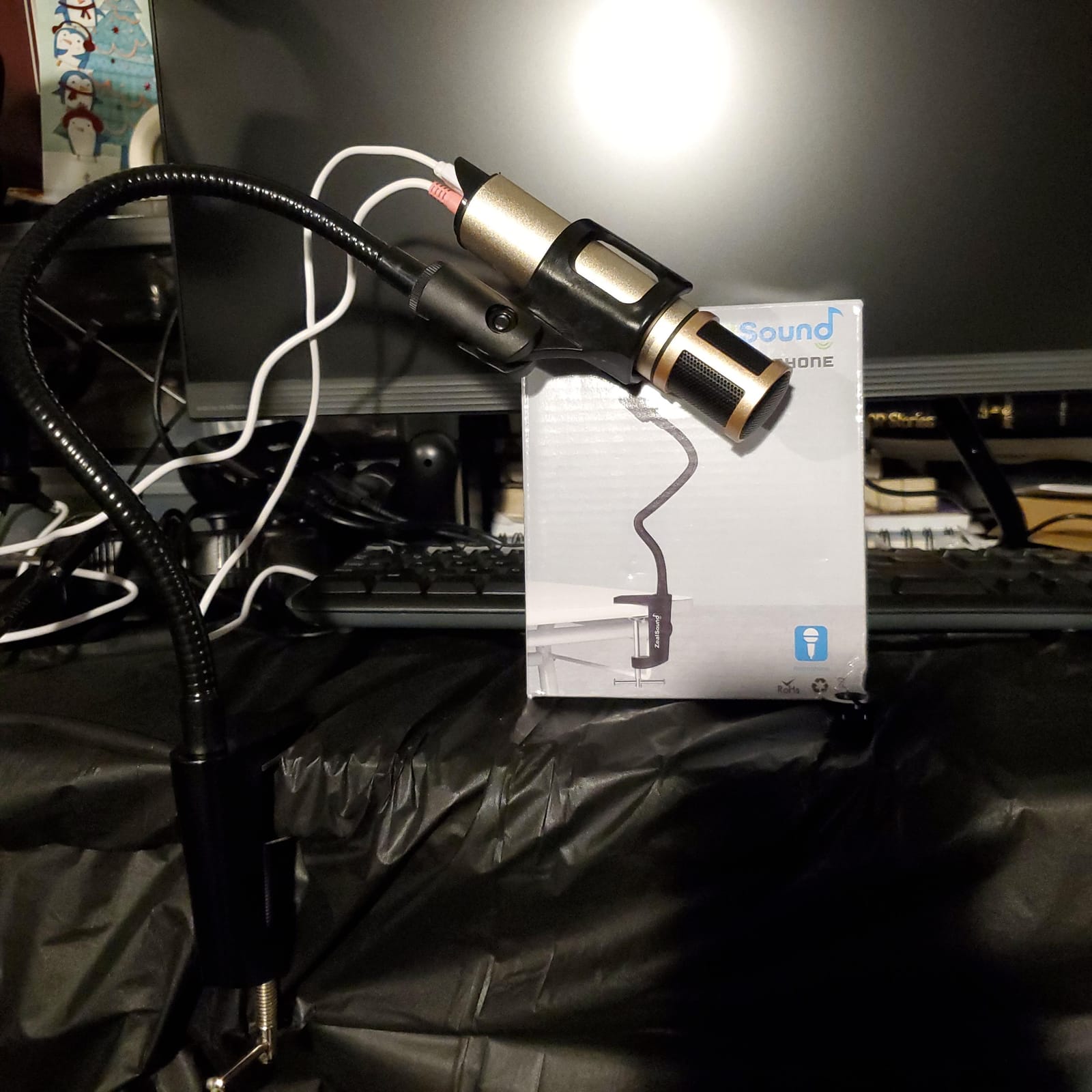 ZealSound Microphone Stand Gooseneck 13”, Flexible Clamp-On Desktop Mic Stand with 360° Adjustable Arm, 3/8