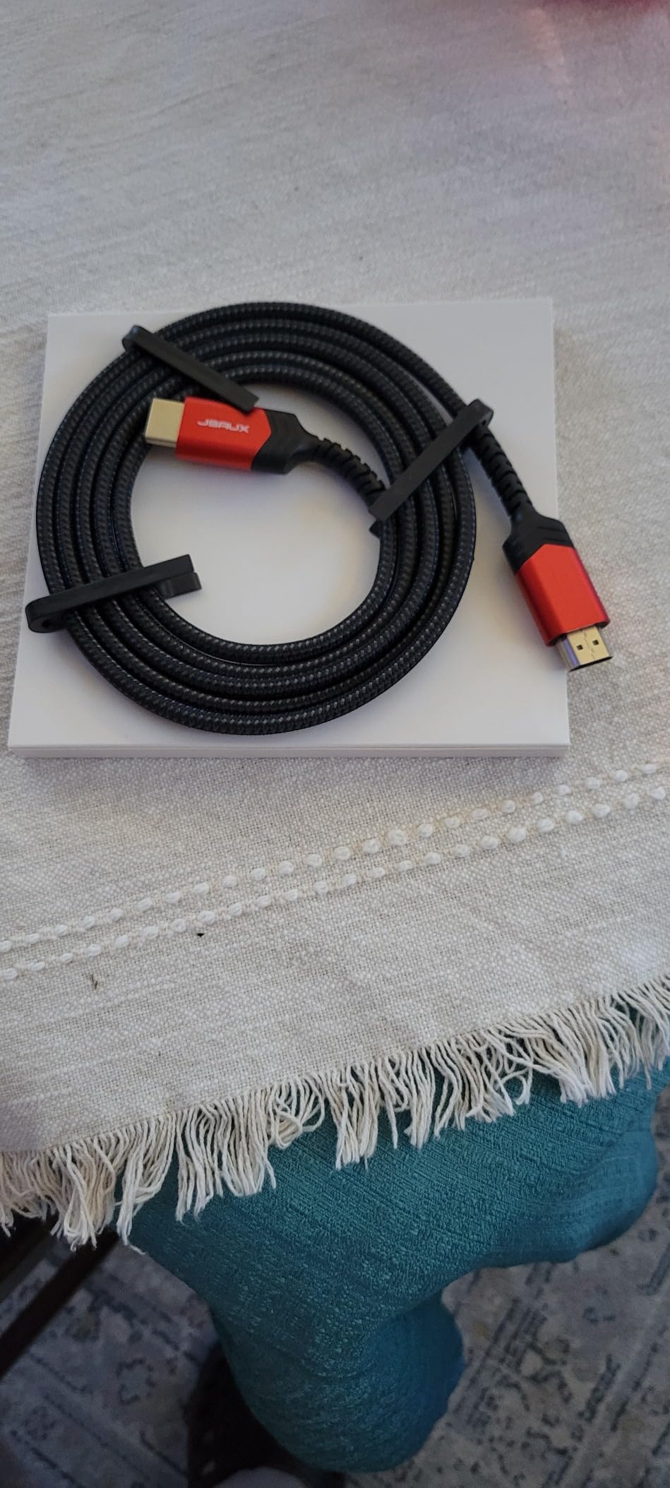 8K HDMI Cable 2.1 2 Pack 6ft, JSAUX 48Gbps Ultra High Speed HDMI Cable Braided Cord (4K@144Hz, 4K@120Hz, 8K@60Hz) HDCP 2.2&2.3 HDR 10 eARC ARC, Compatible with Switch 2/PS5/Laptop/Monitor/HDTV/-Red customer photo 1