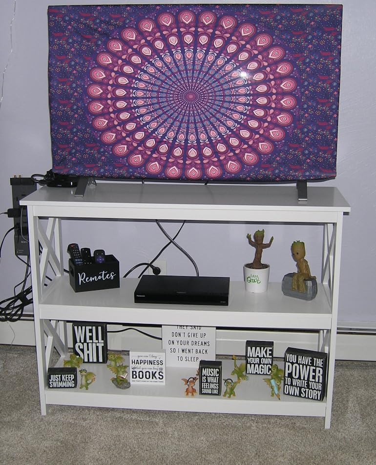 Yaheetech Tall TV Stand with 2 Shelves for Bedroom & Living Room, Black customer photo 1